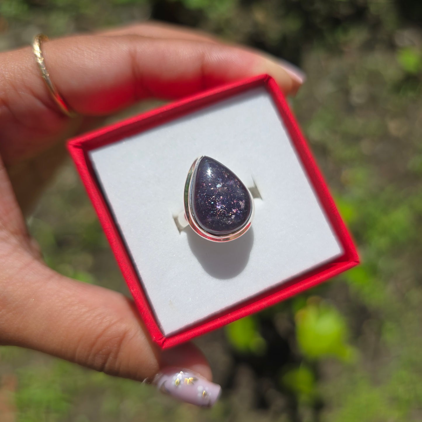 Iolite with Sunstone Inclusions Gemstone Ring - Size 5