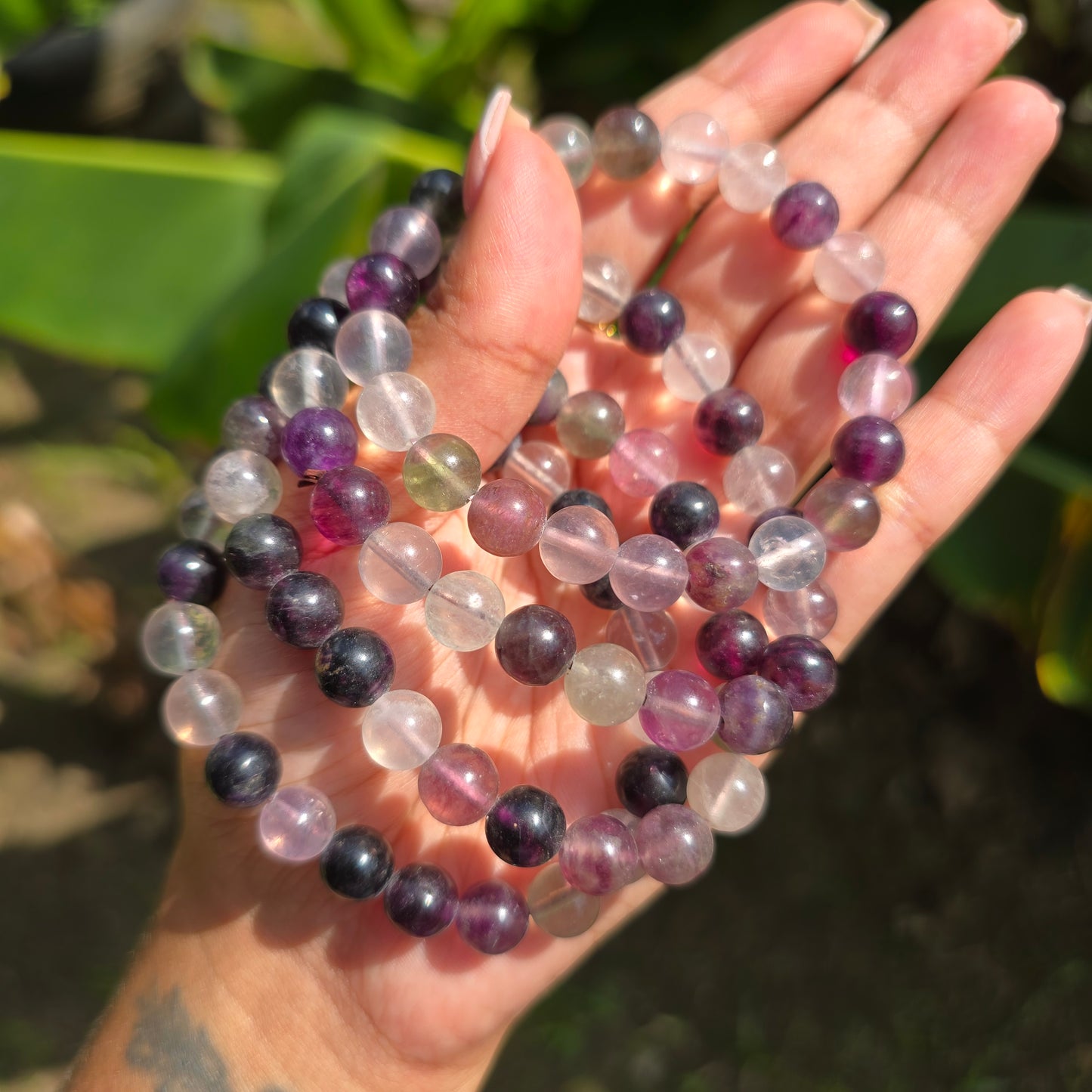 Rainbow Fluorite Gemstone Bracelet (Purple Hues)