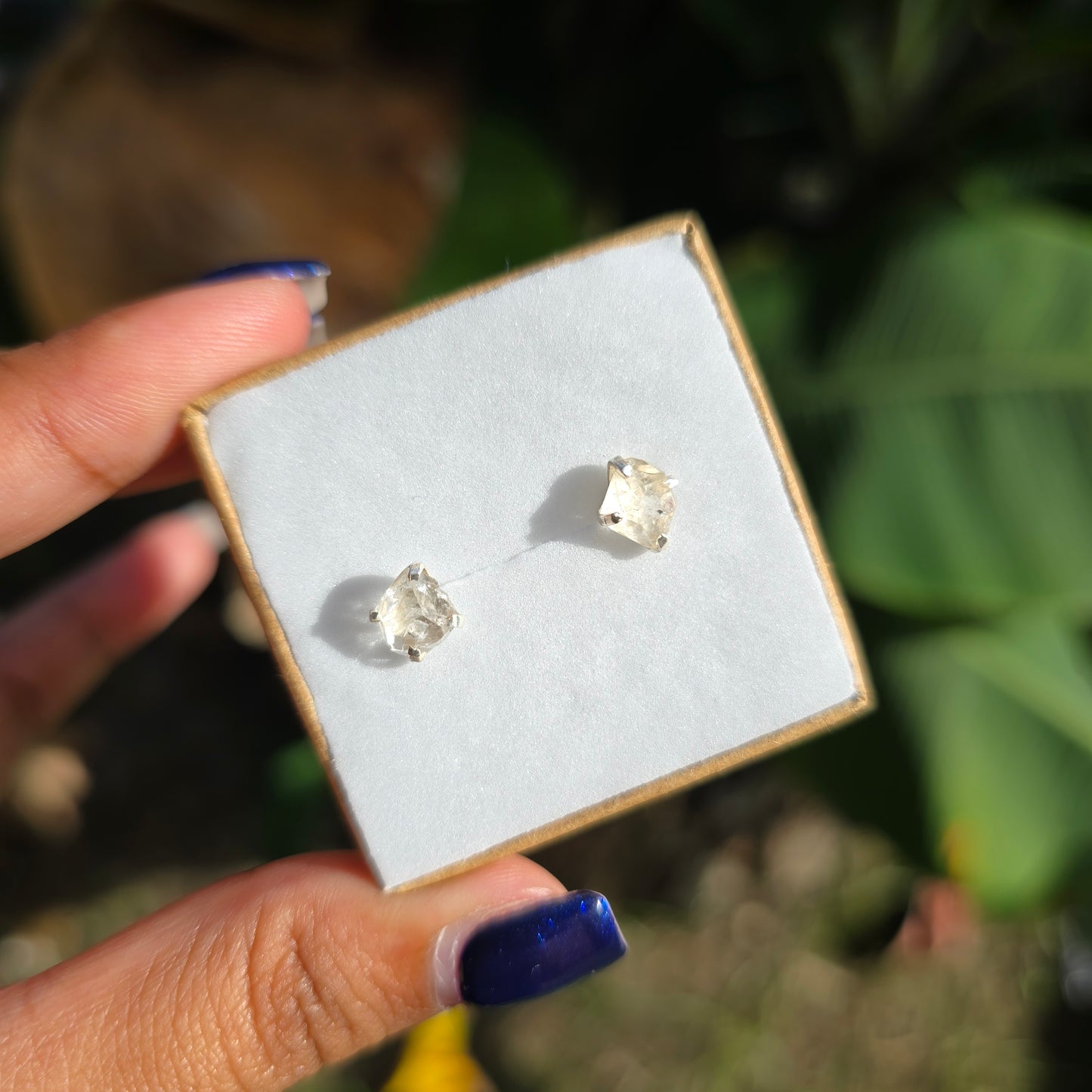 Raw Herkimer Diamond Stud Earrings