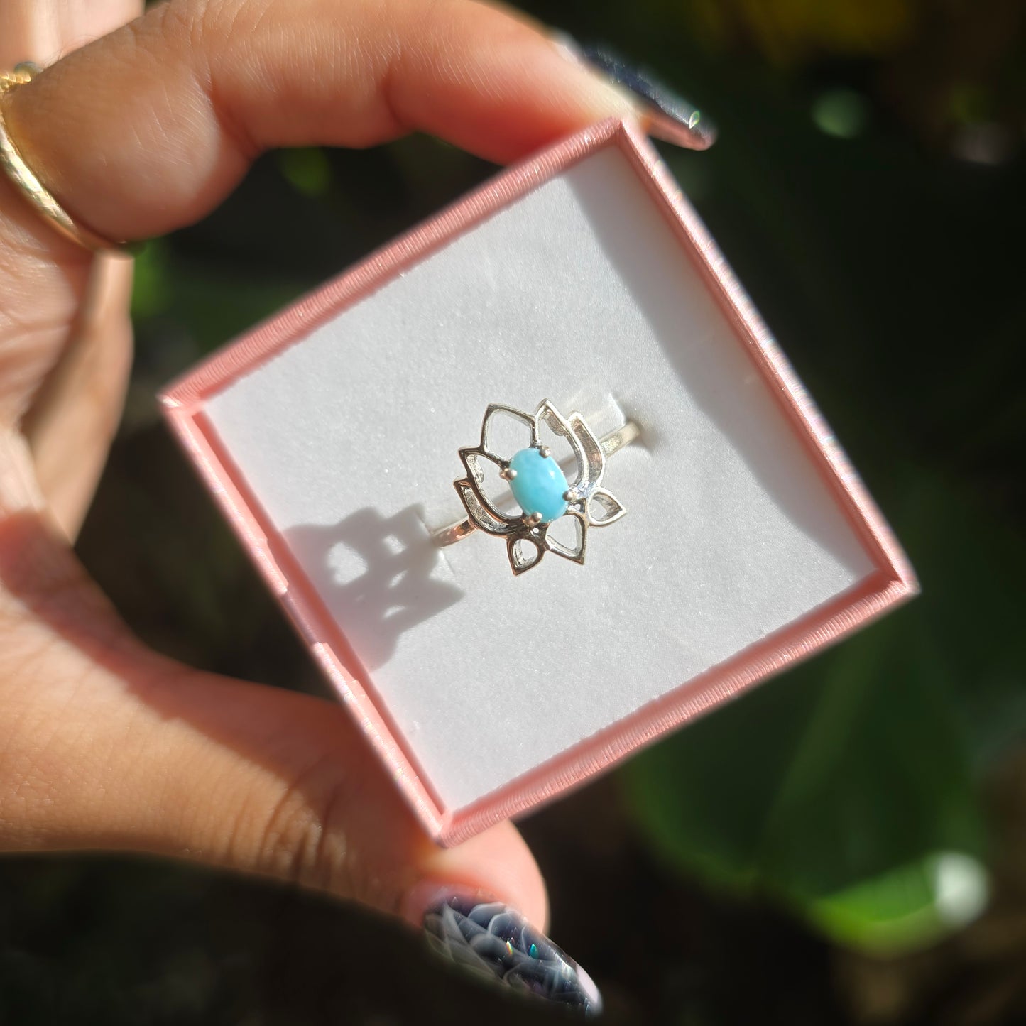 Larimar Lotus Ring - Size 6