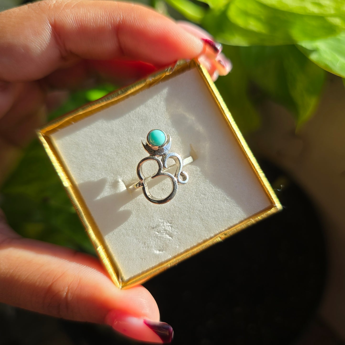 Turquoise Om Ring - Size 10