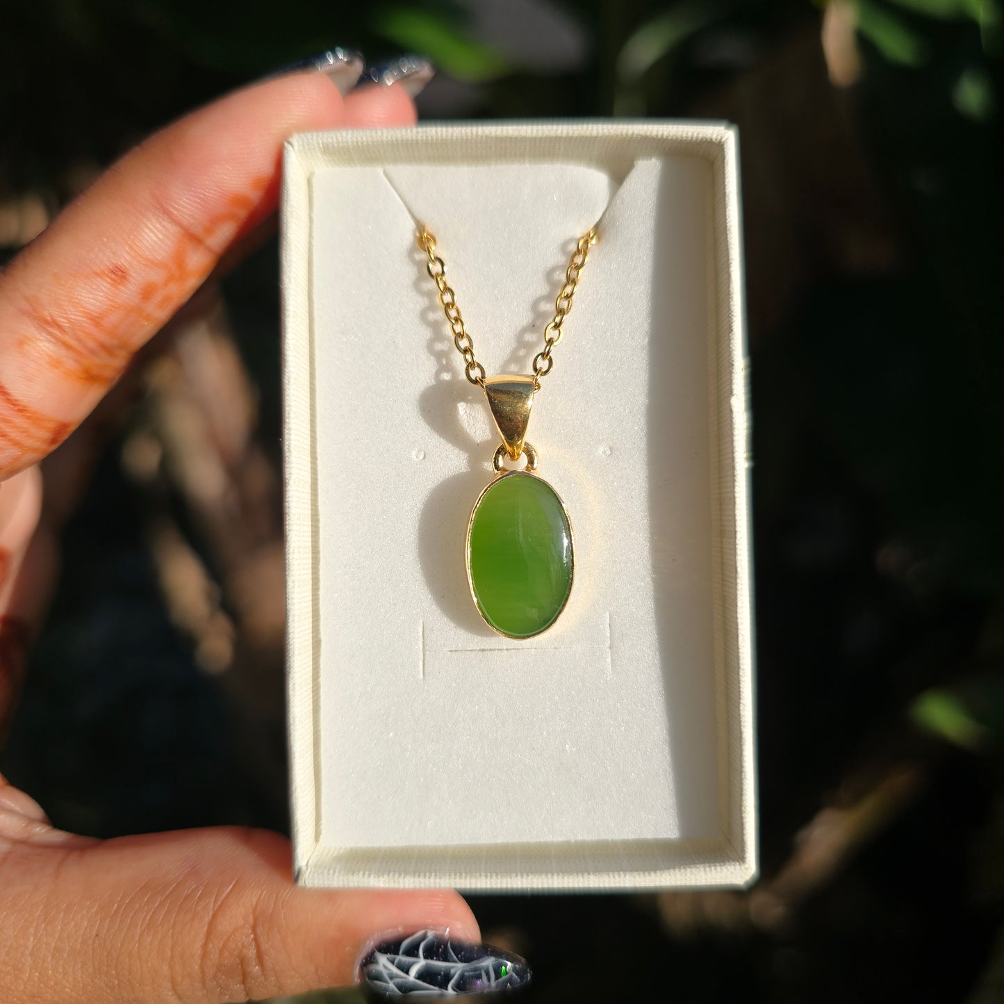Gold Vermeil Nephrite-Jade Pendant