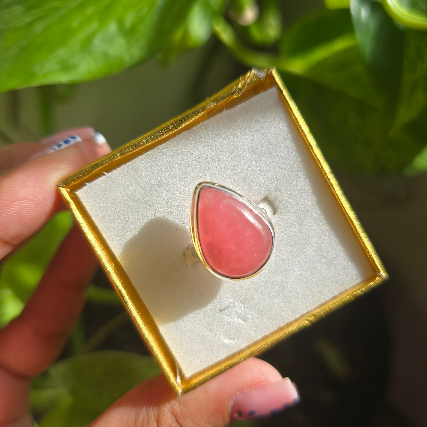 Jelly Rhodochrosite Ring - Size 7