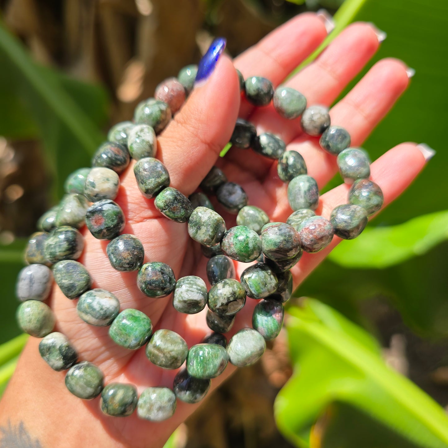 Eclogite with Garnet Nugget Gemstone Bracelet