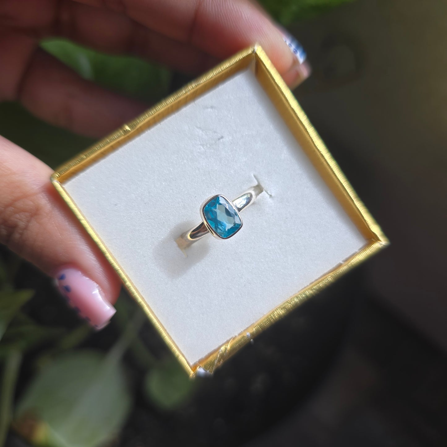Paraiba Blue Apatite Ring - Size 8