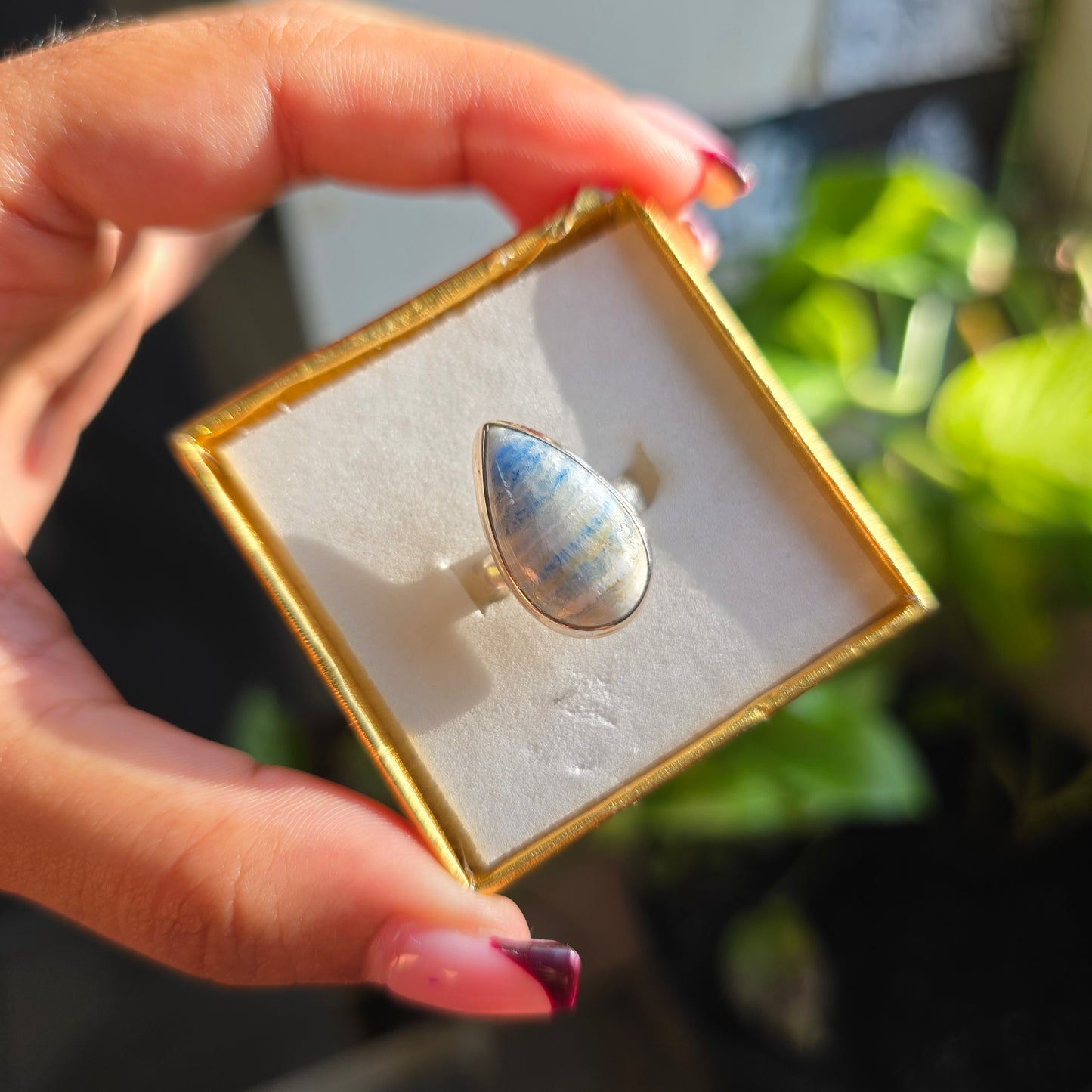 Blue Scheelite Gemstone Ring - Size 5