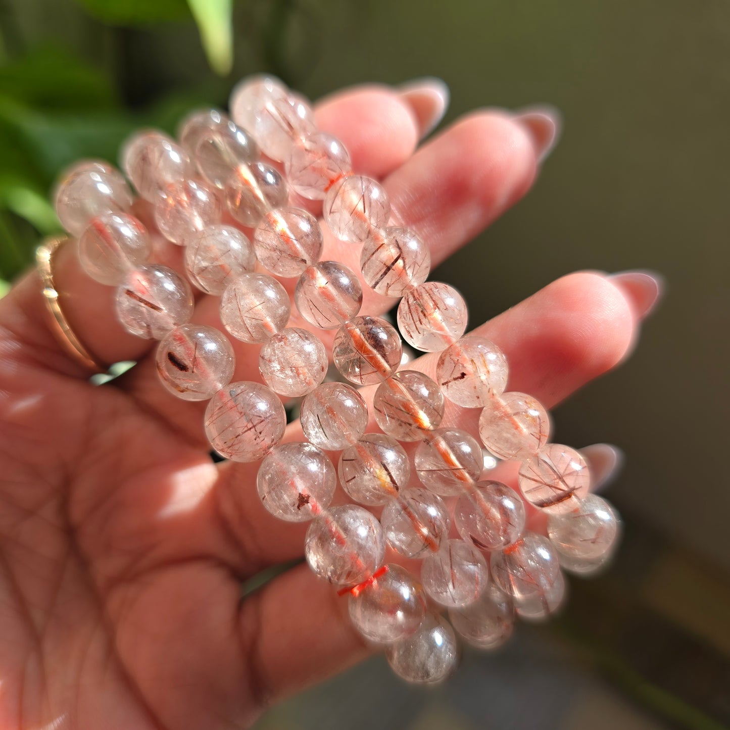 Red Rutile Quartz Gemstone Bracelet