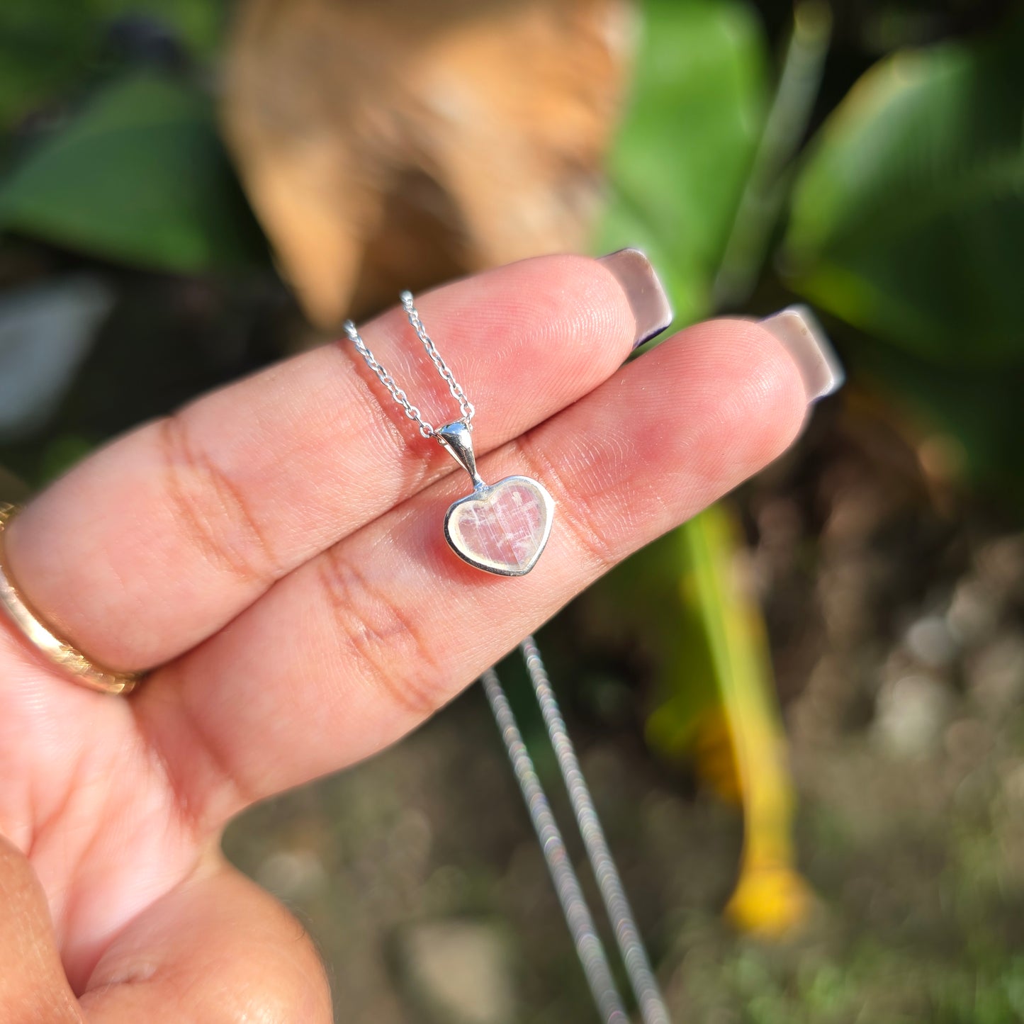 Rainbow Moonstone Heart Necklace