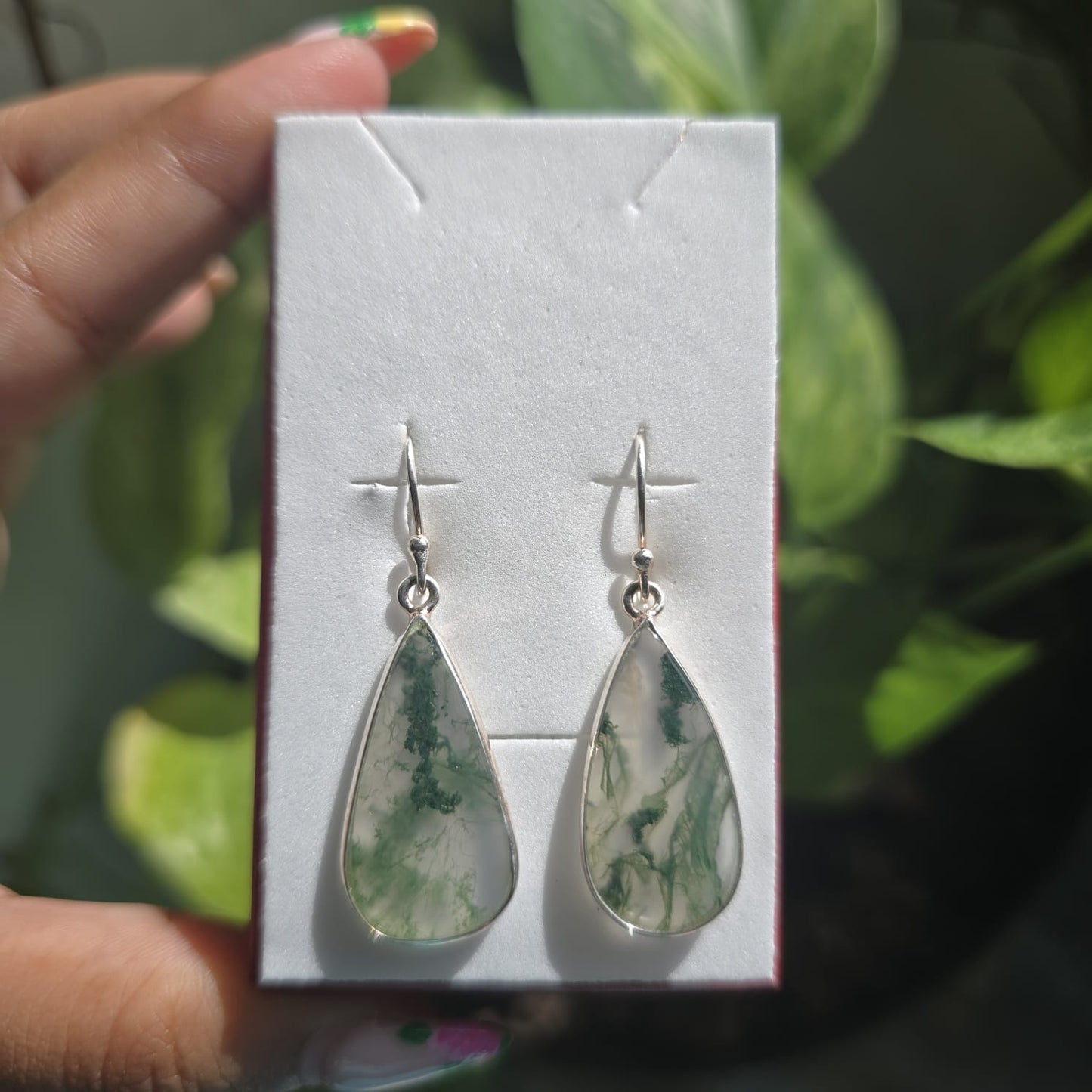 Moss Agate Dangle Earring