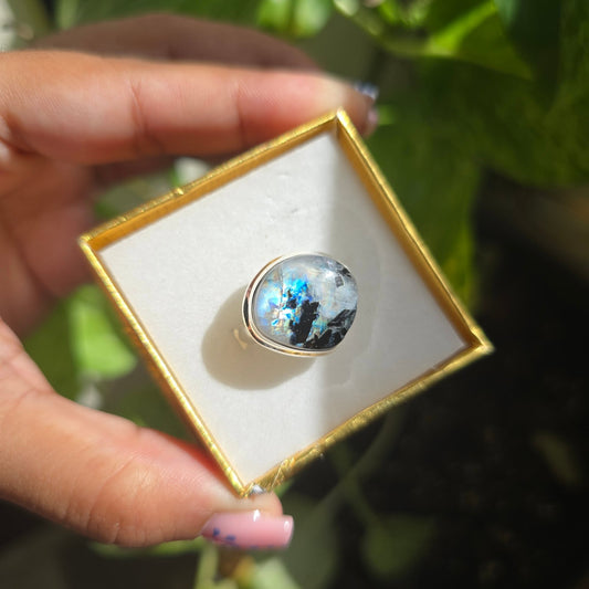 Rainbow Moonstone Ring - Size 9