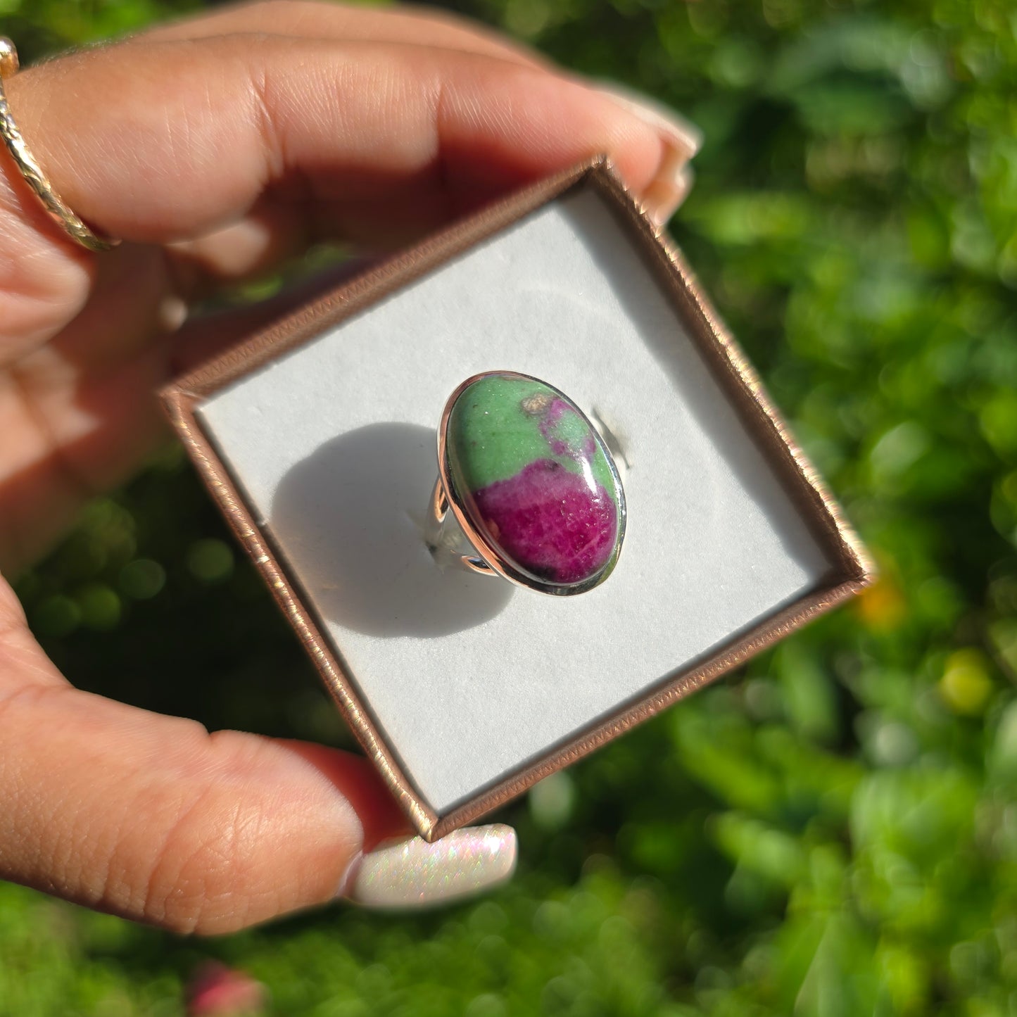 Ruby Zoisite Gemstone Ring - Size 7.5