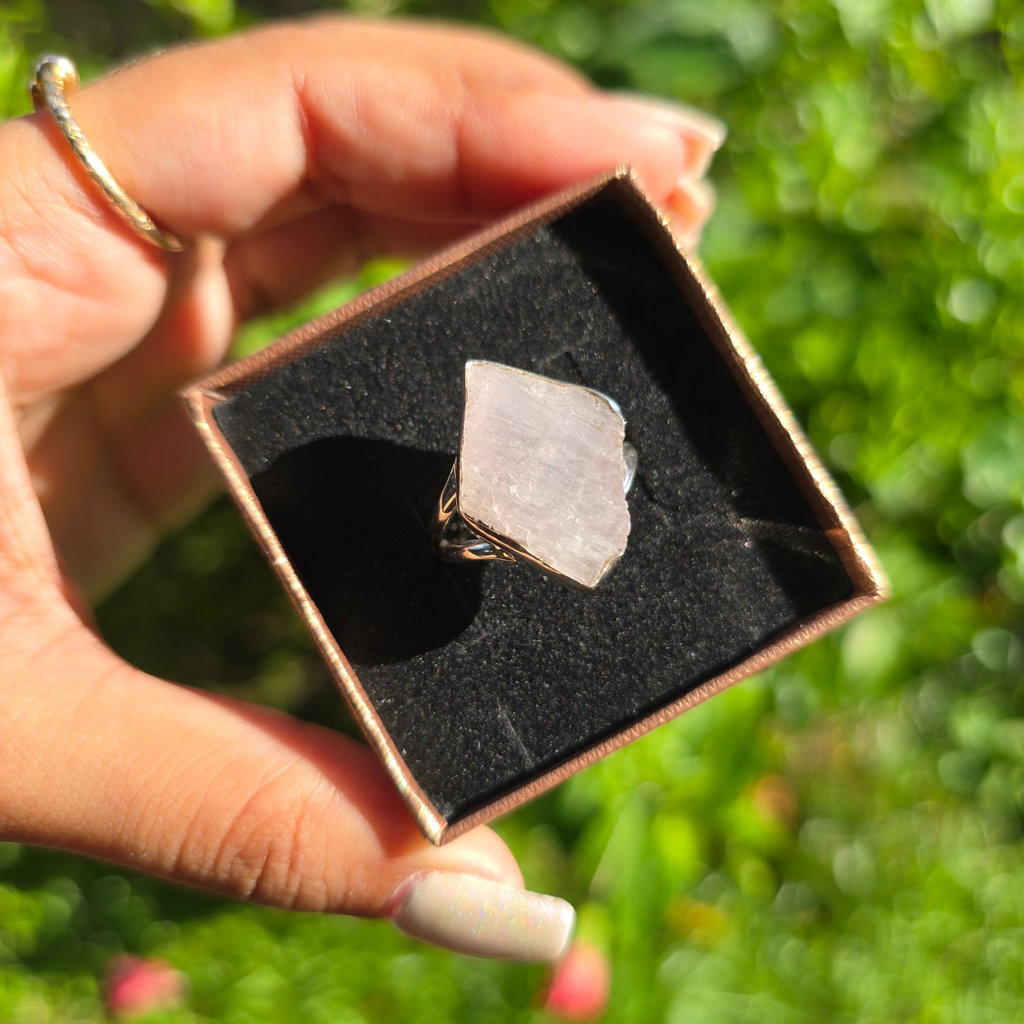 Raw Kunzite Ring - Size 8.5