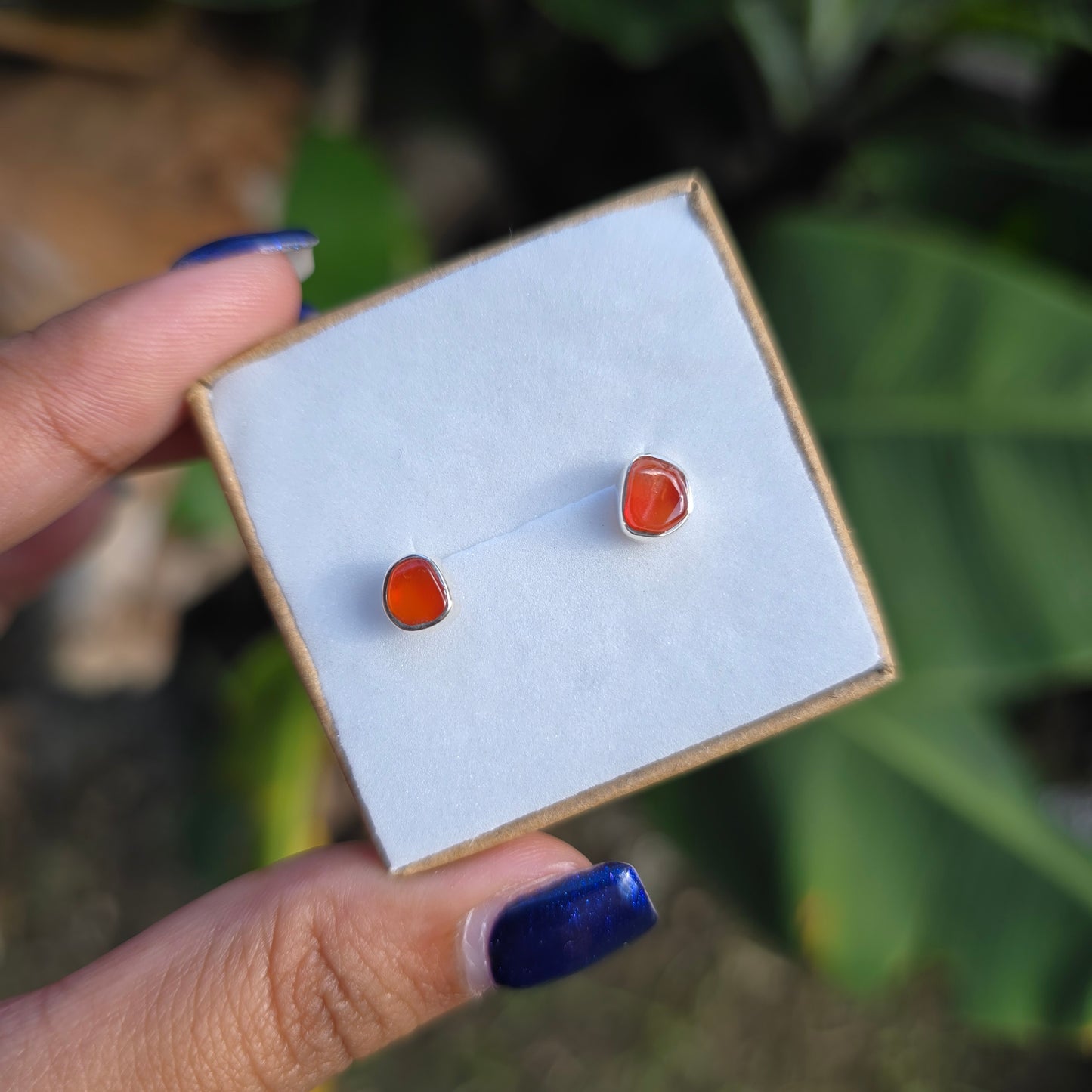 Raw Carnelian Stud Earrings