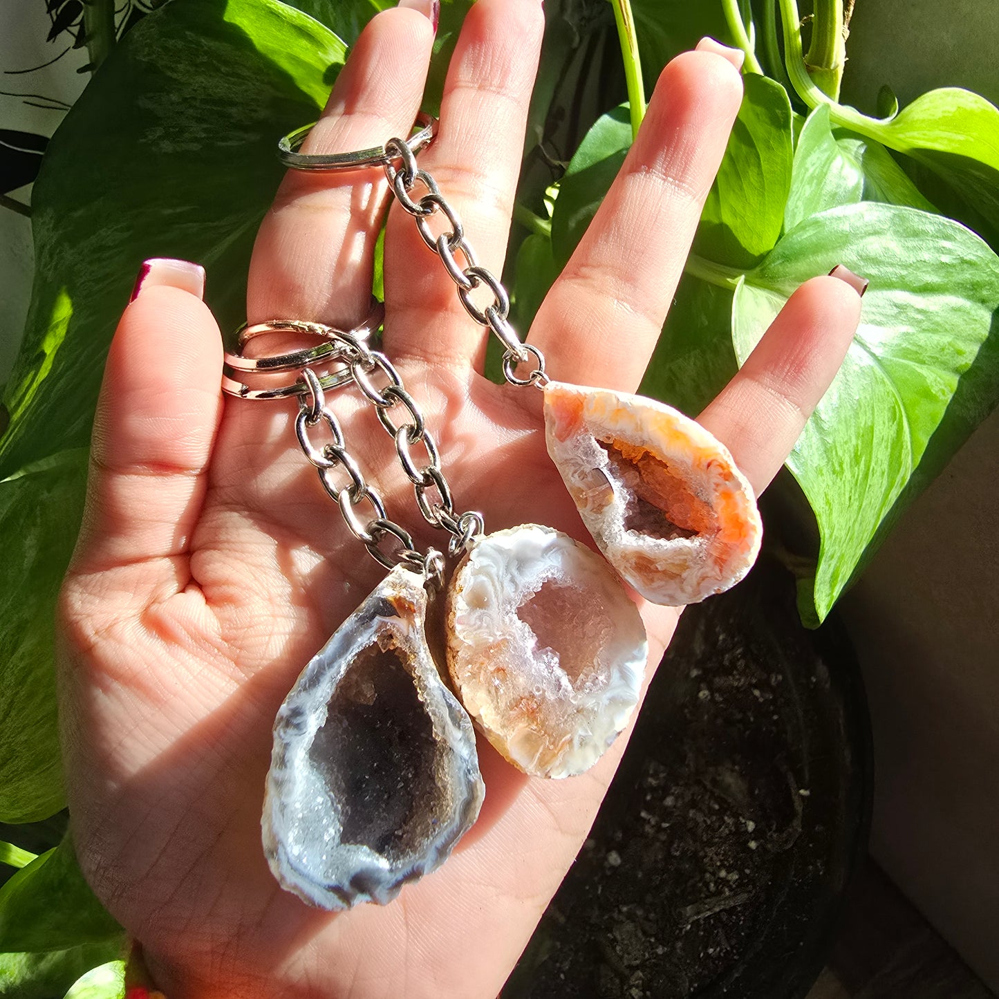 Druzy Agate Keychain