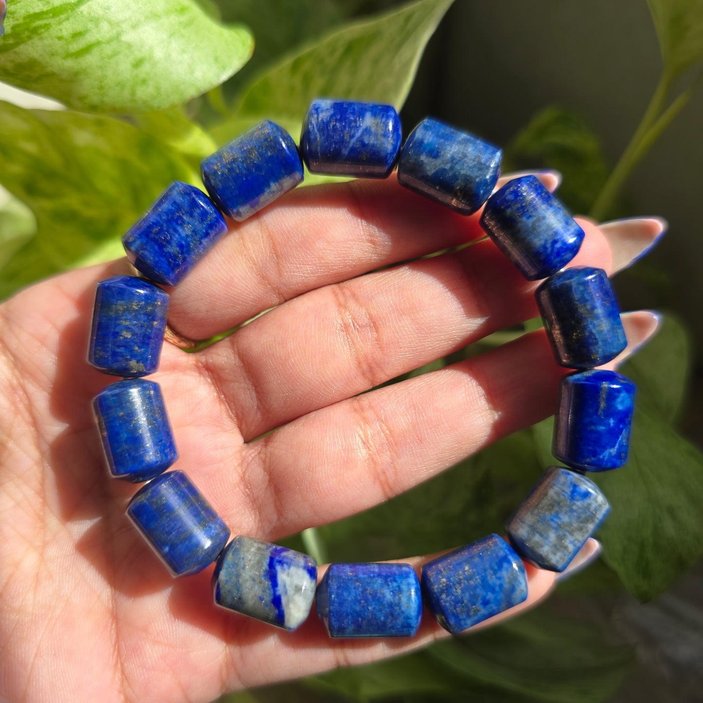 Lapis Lazuli Barrel Gemstone Bracelet