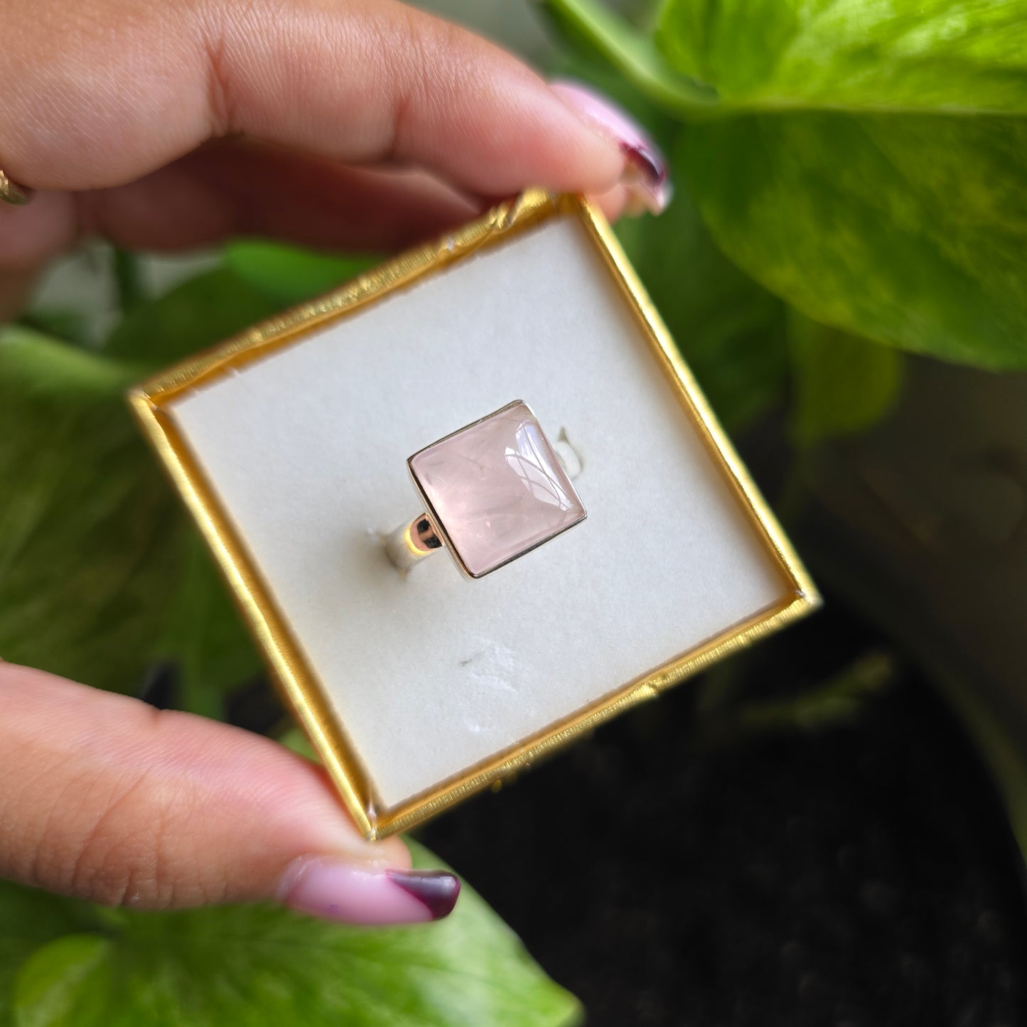Rose Quartz Gemstone Ring - Size 7.5