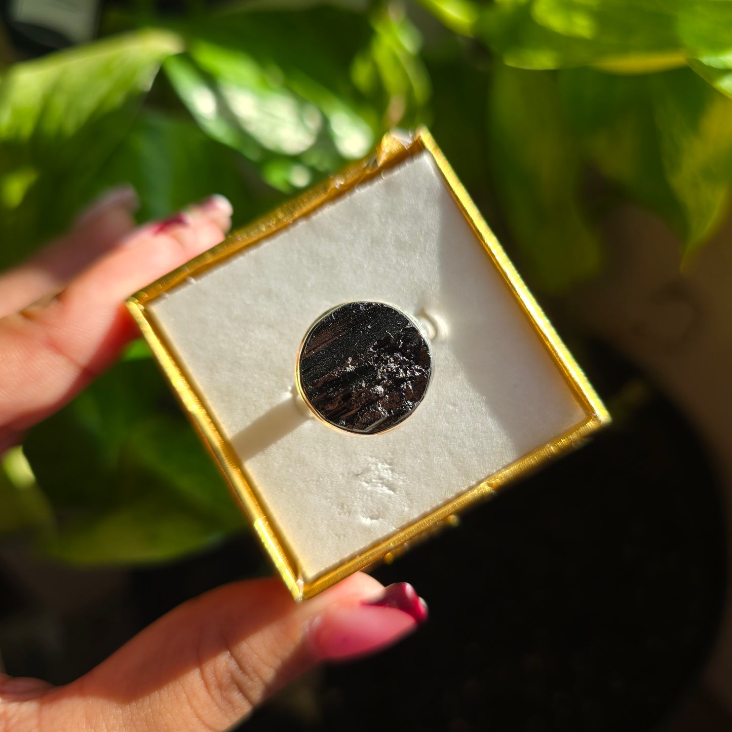 Raw Black Tourmaline Ring - Size 11