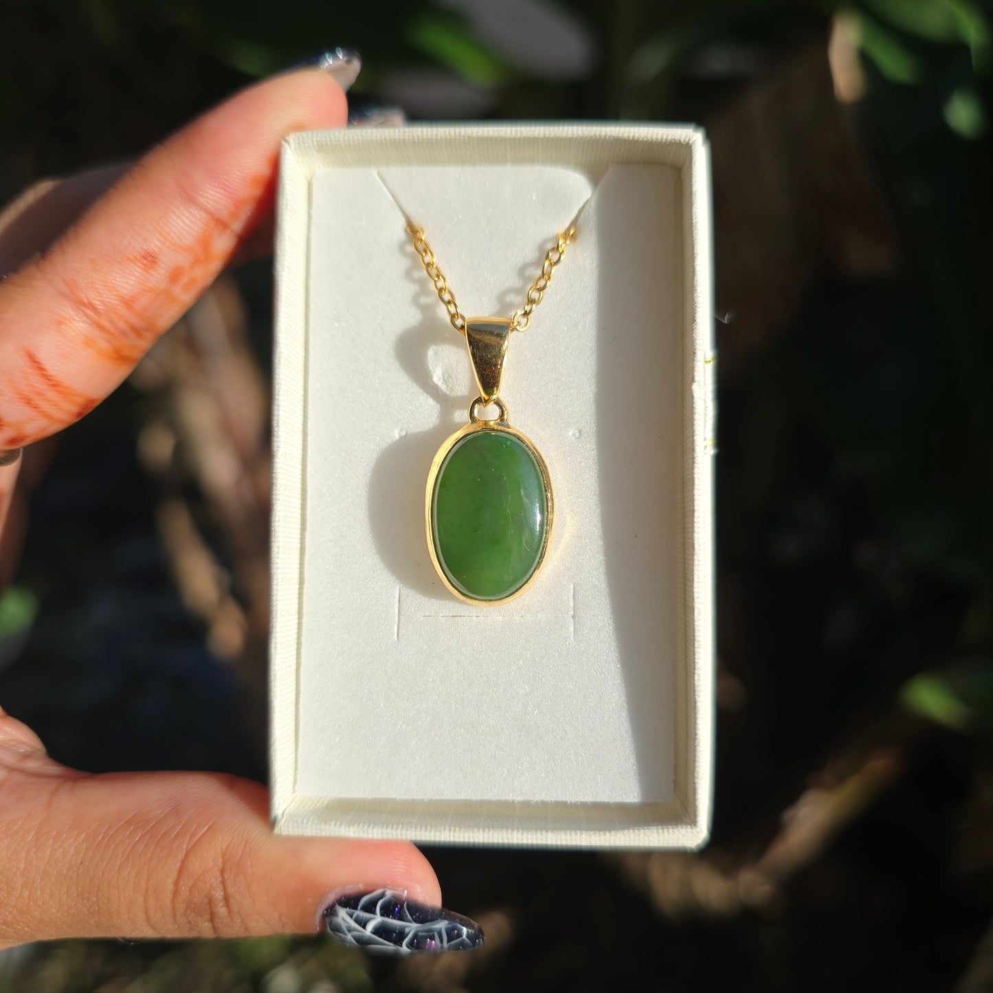 Gold Vermeil Nephrite-Jade Pendant