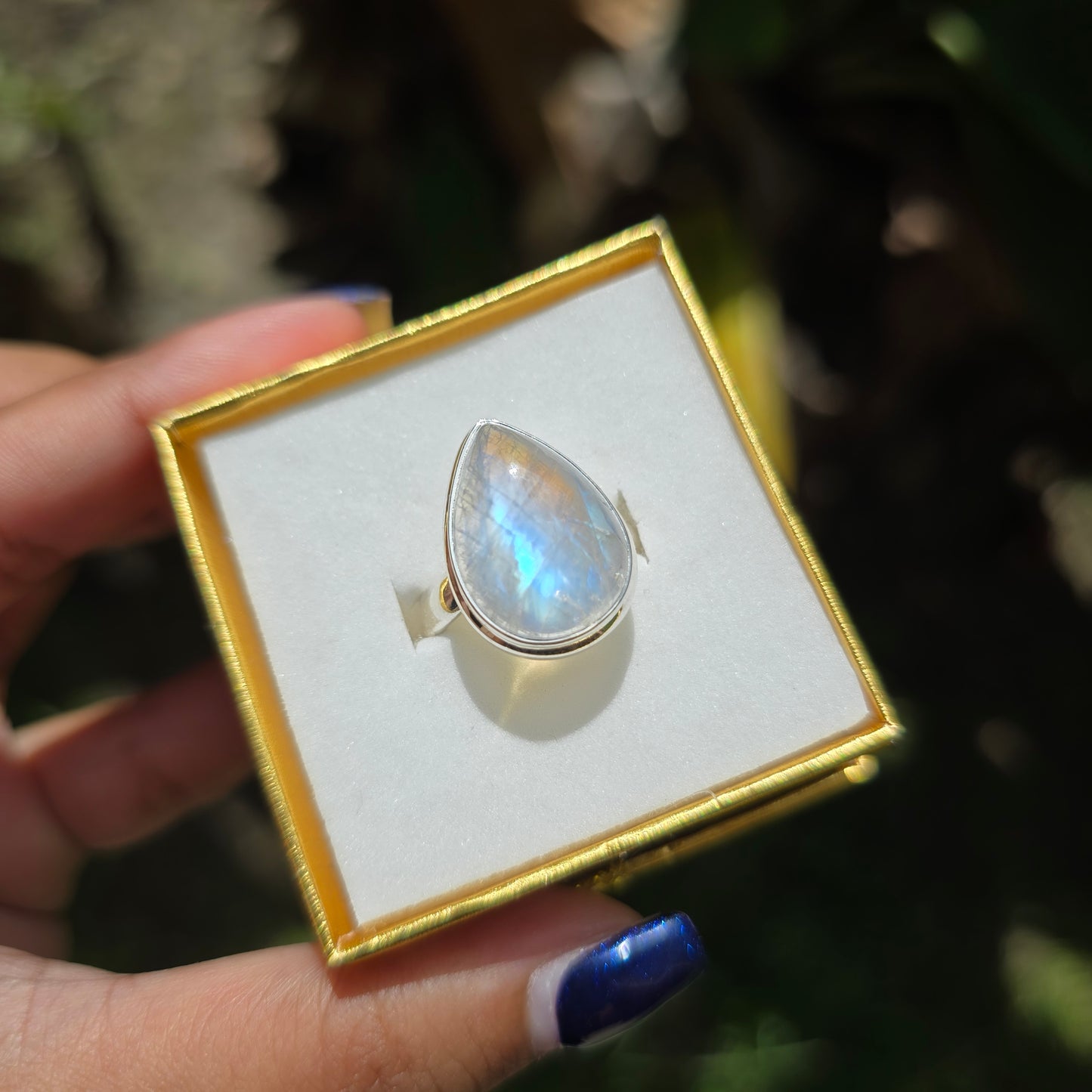 Rainbow Moonstone Ring - Size 7