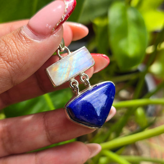 Lapis Lazuli and Rainbow Moonstone Pendant