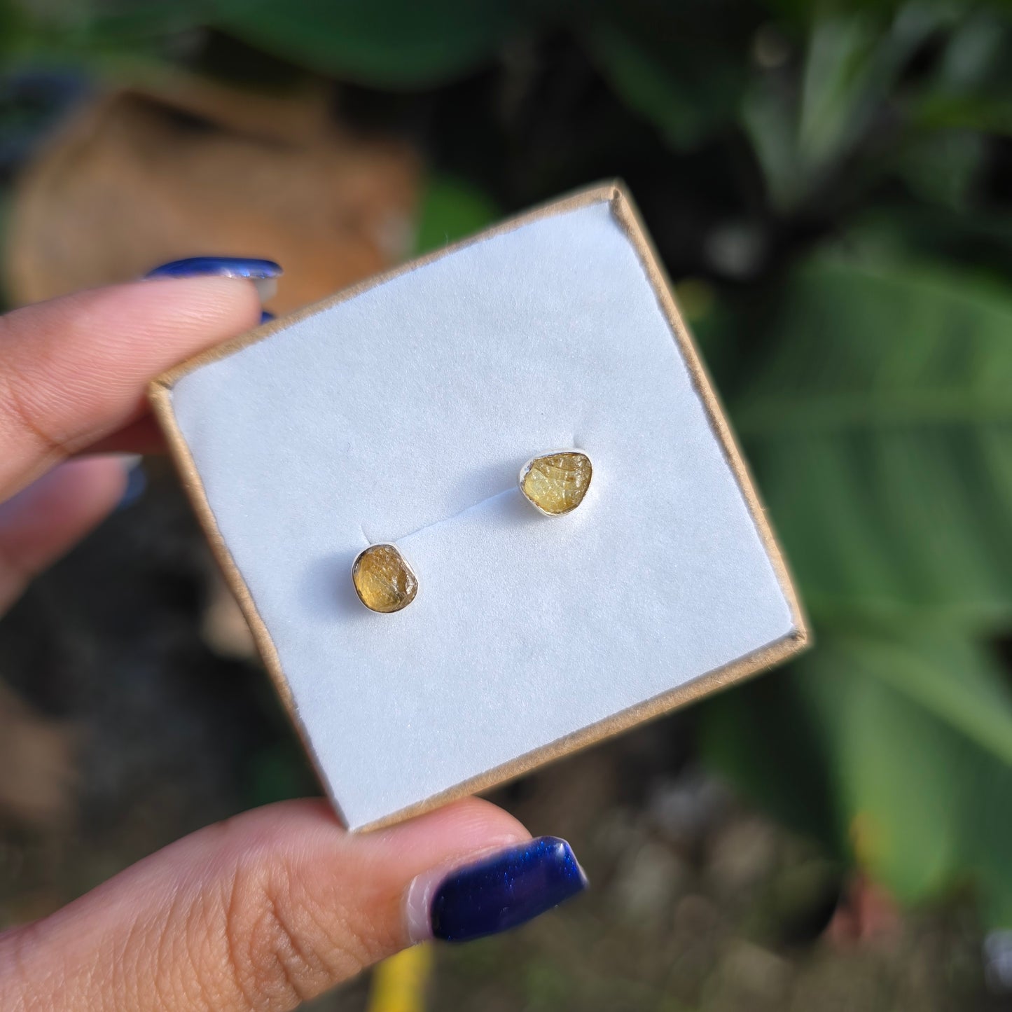 Raw Amber Stud Earrings