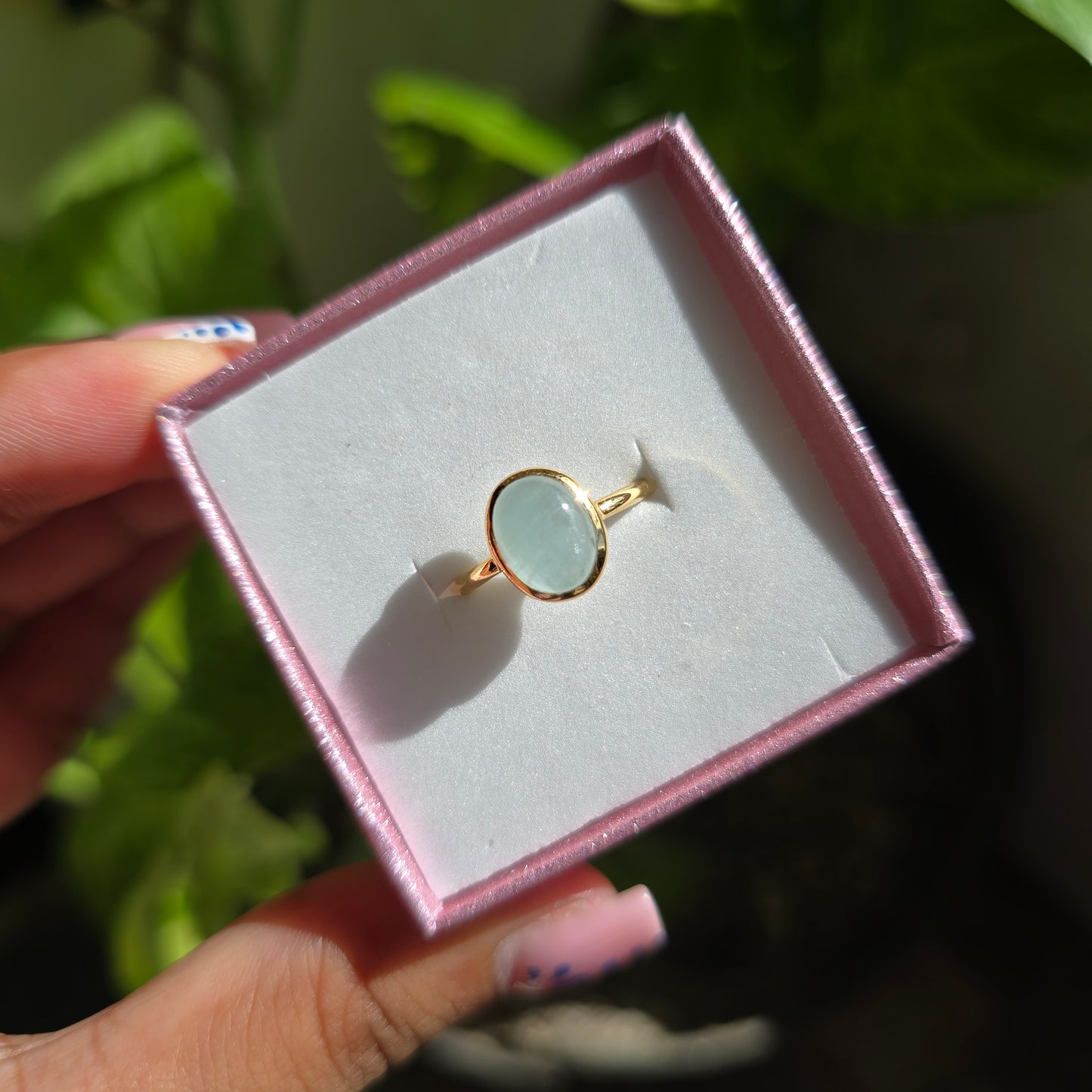 Gold Vermeil Aquamarine Ring - Size 5.5