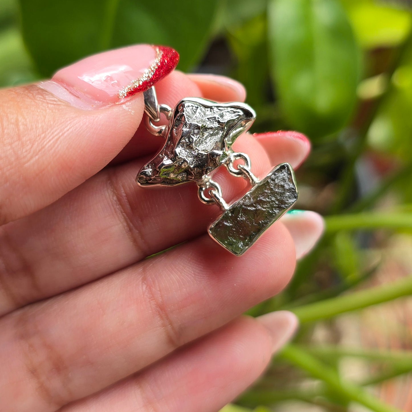 Campo del Cielo and Moldavite Pendant
