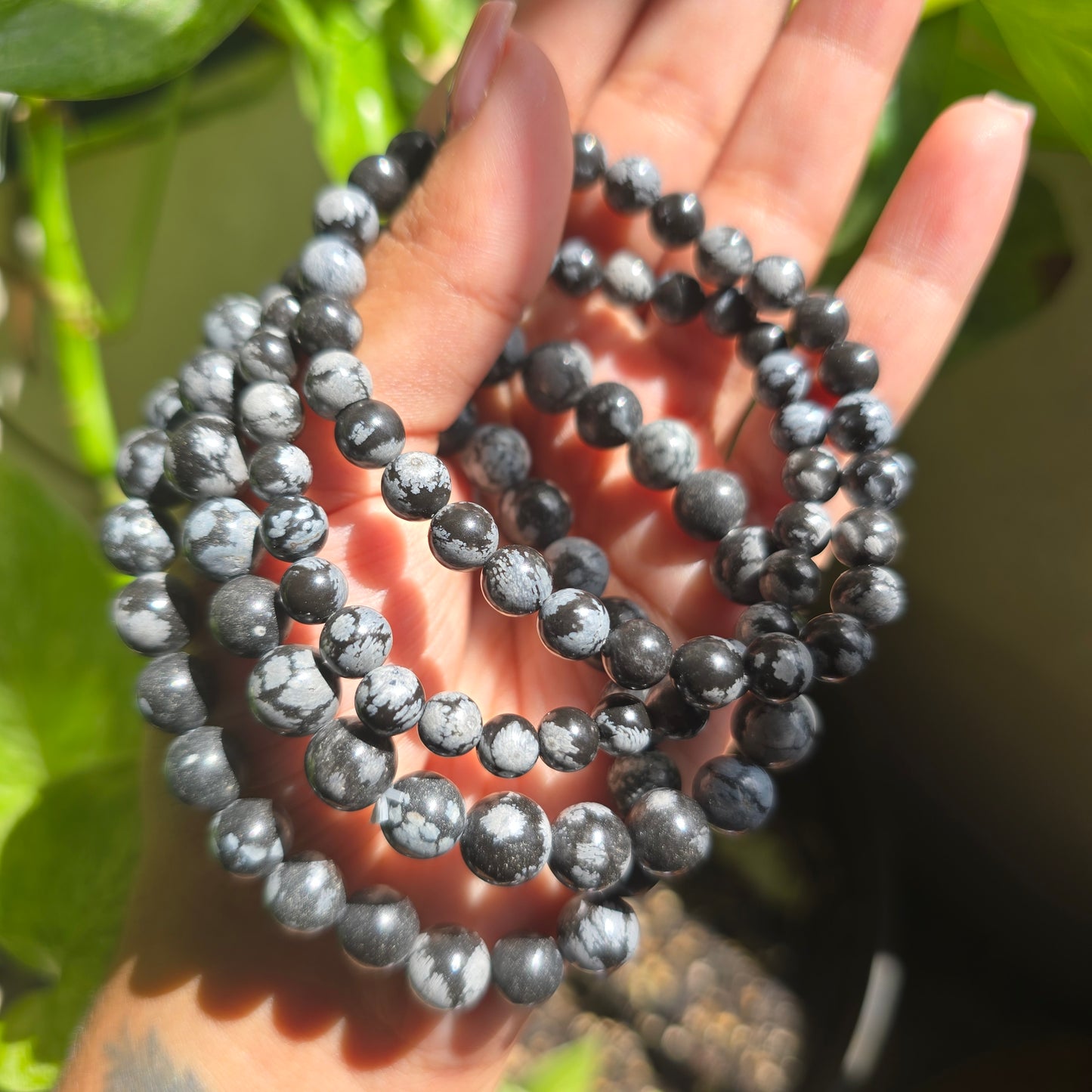 Snowflake Obsidian Gemstone Bracelet