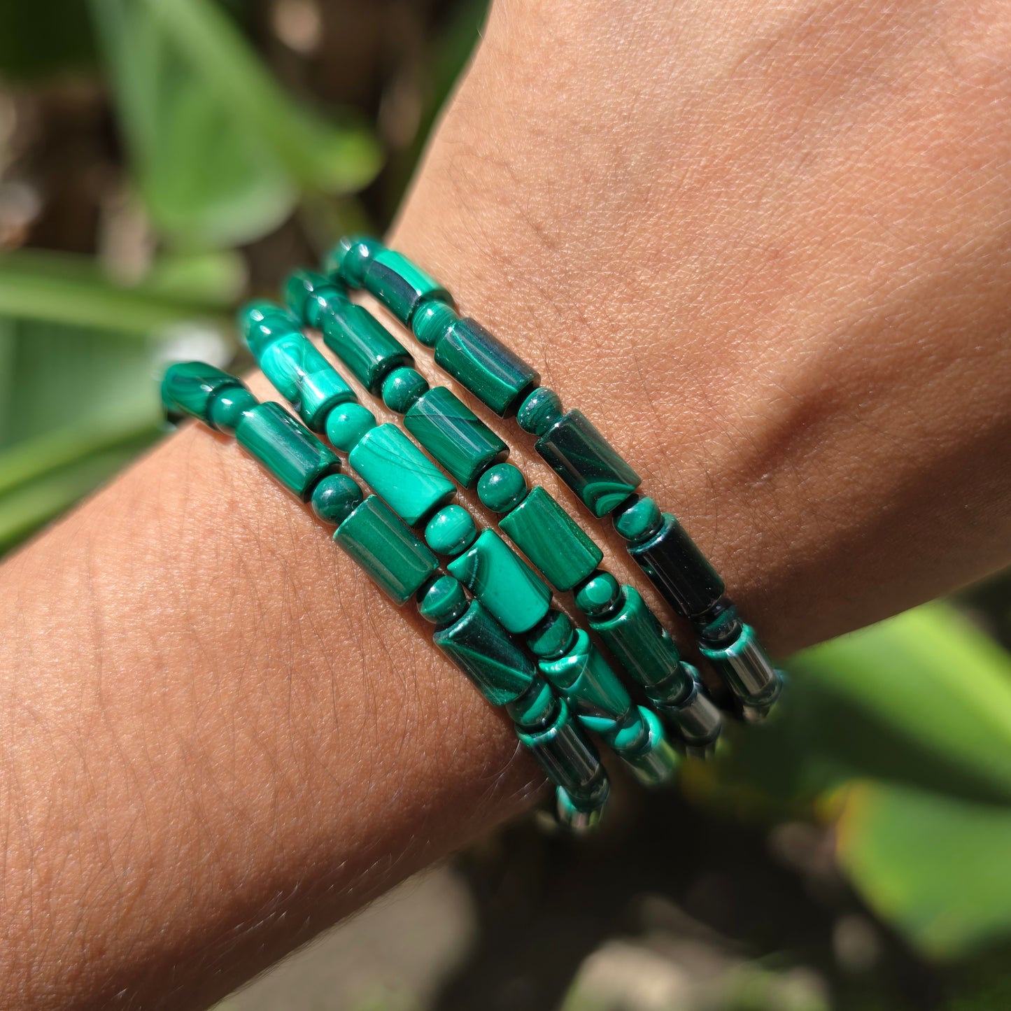 Malachite Bamboo Gemstone Bracelet