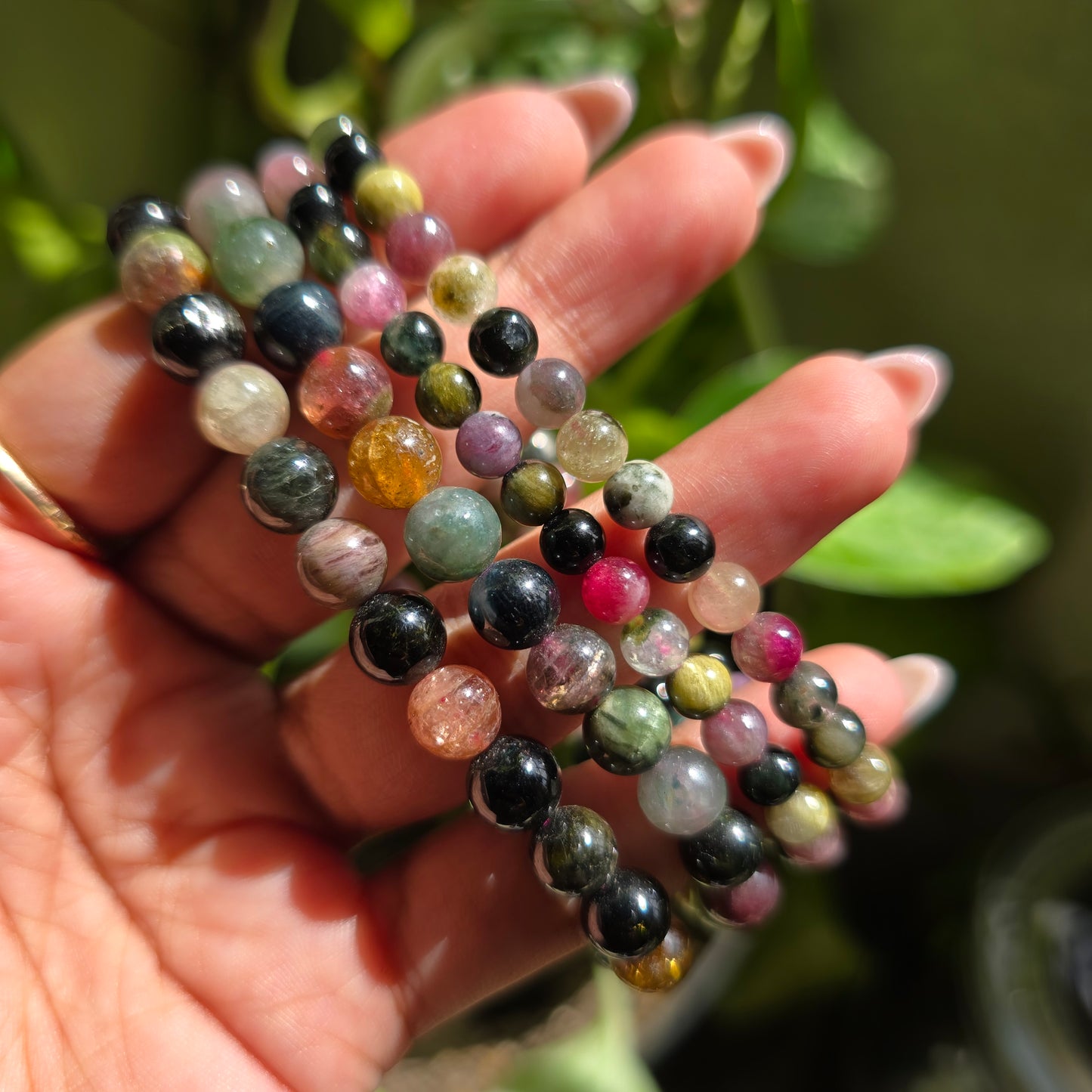 Rainbow Tourmaline  Gemstone Bracelet