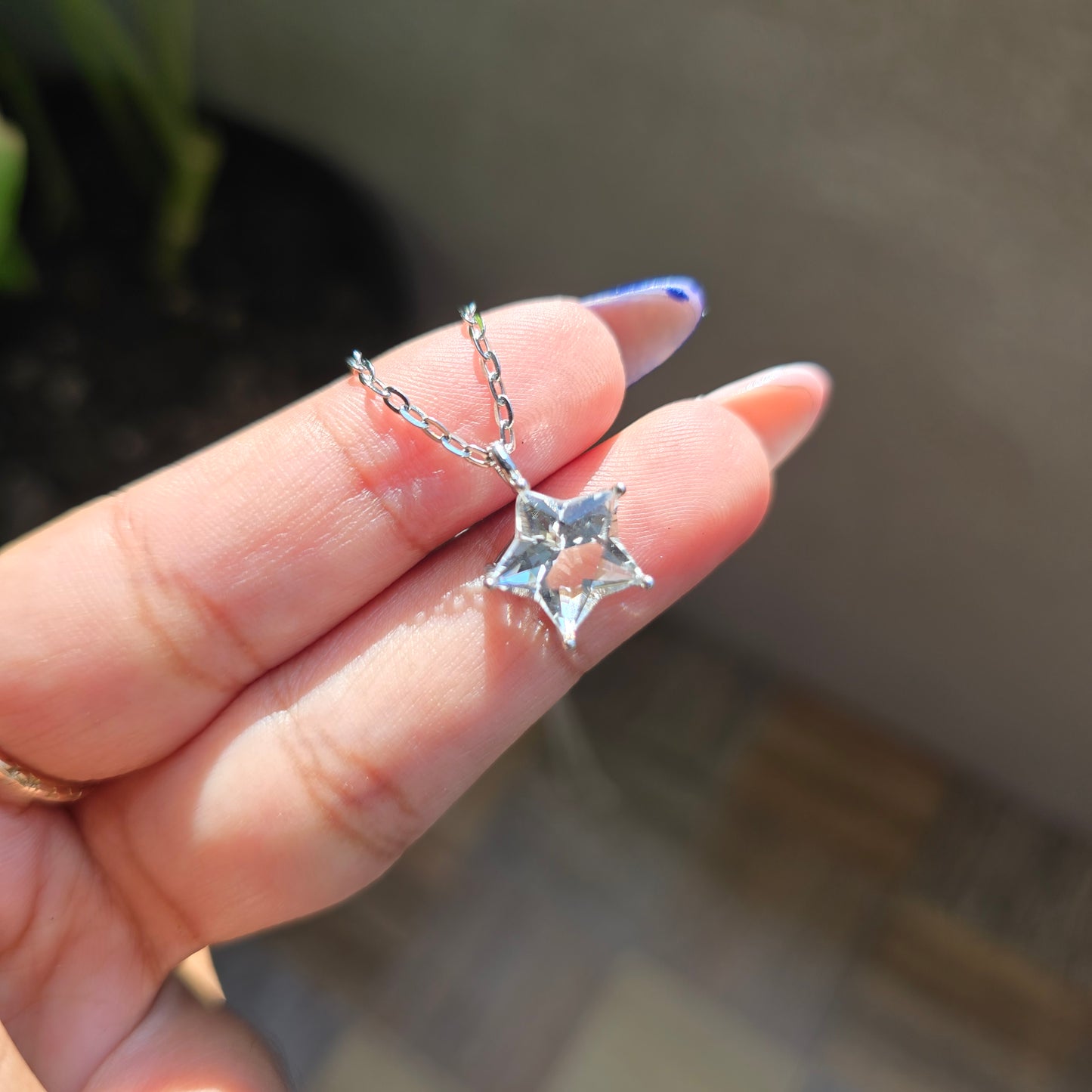 Clear Quartz Pendant - Silver Plated Brass