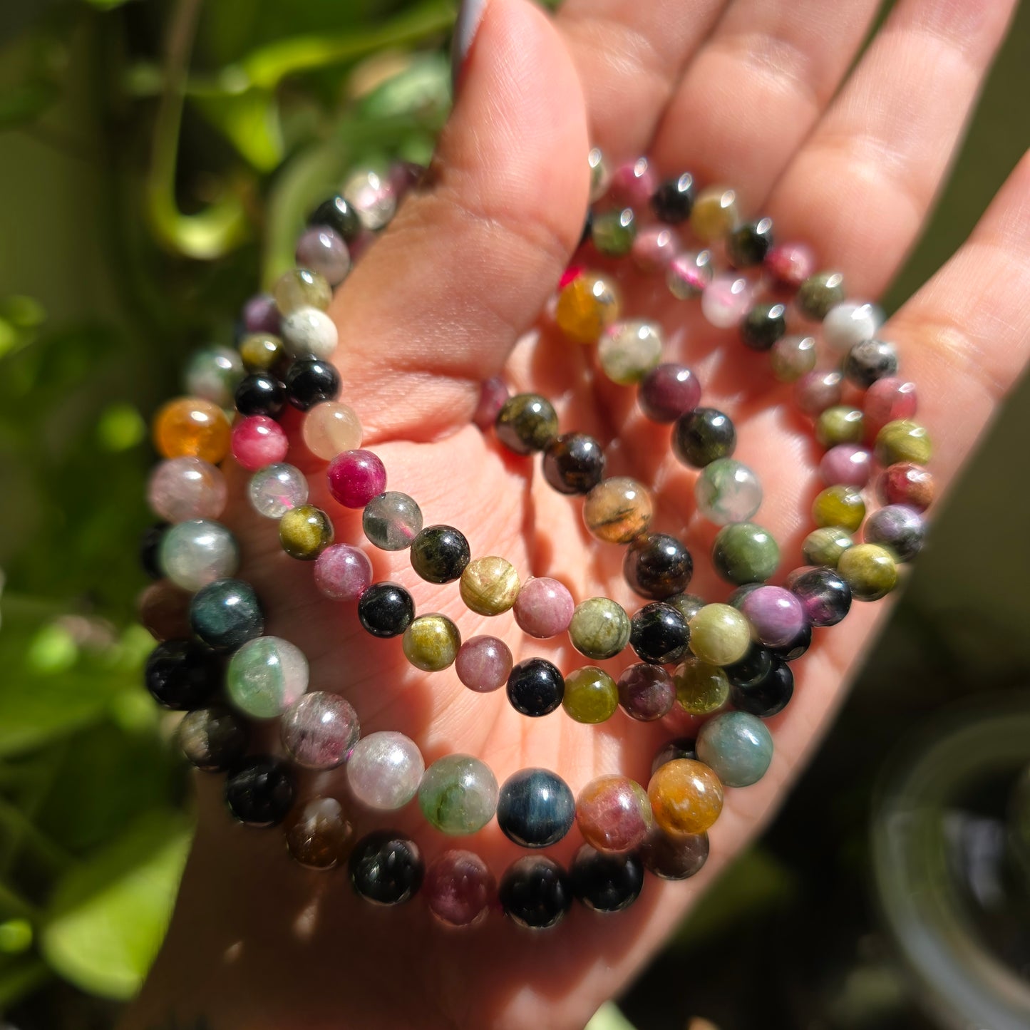Rainbow Tourmaline  Gemstone Bracelet