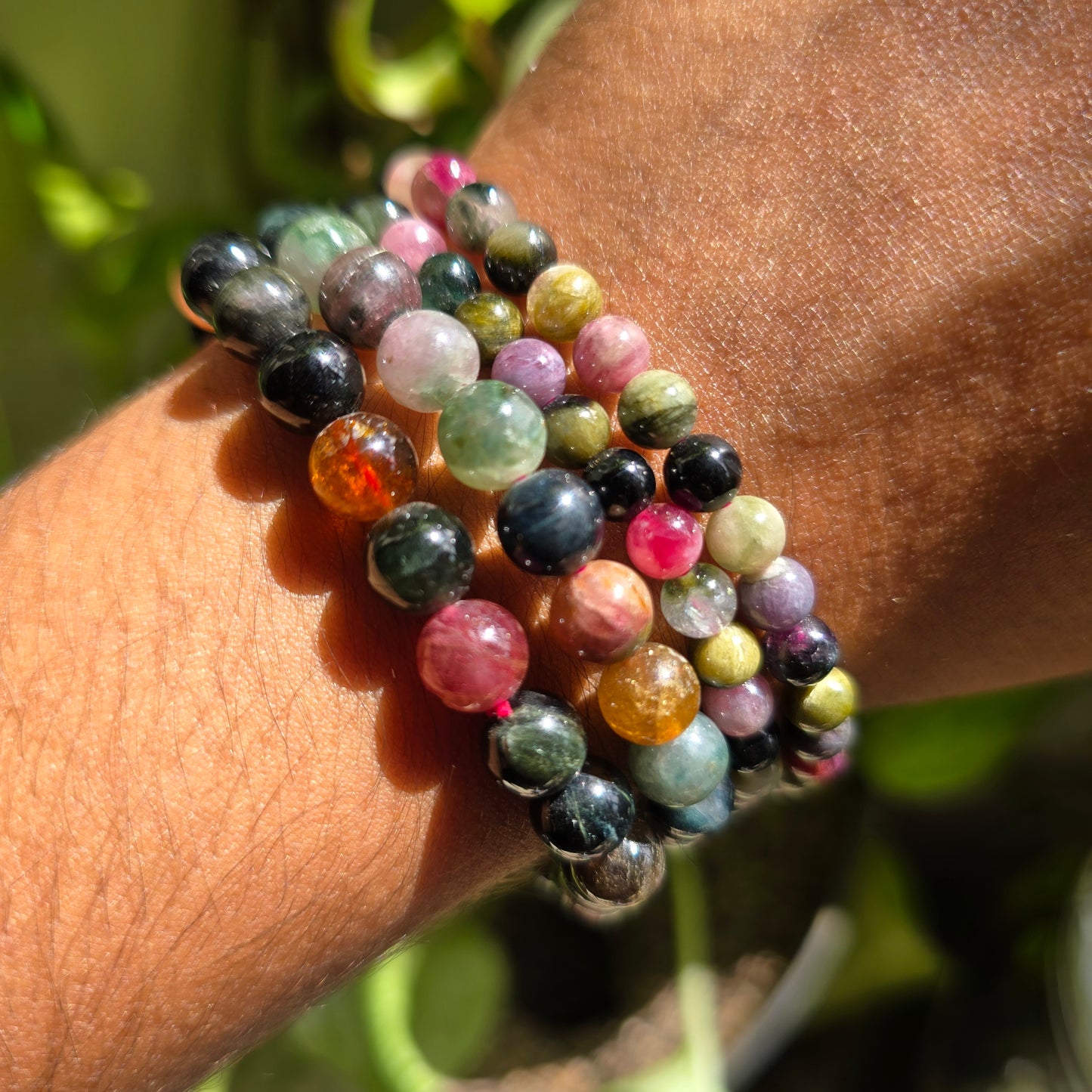 Rainbow Tourmaline  Gemstone Bracelet