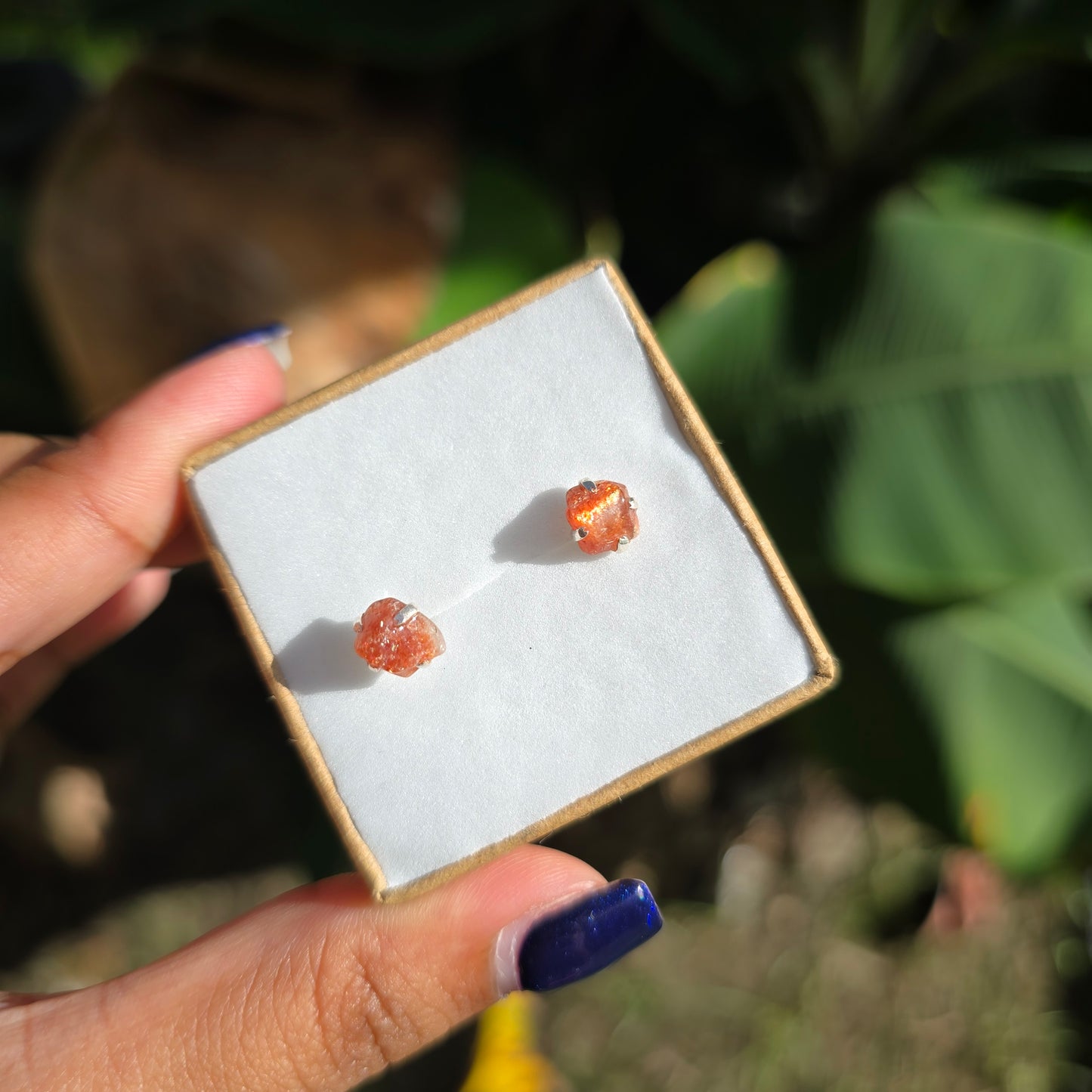 Raw Sunstone Stud Earrings