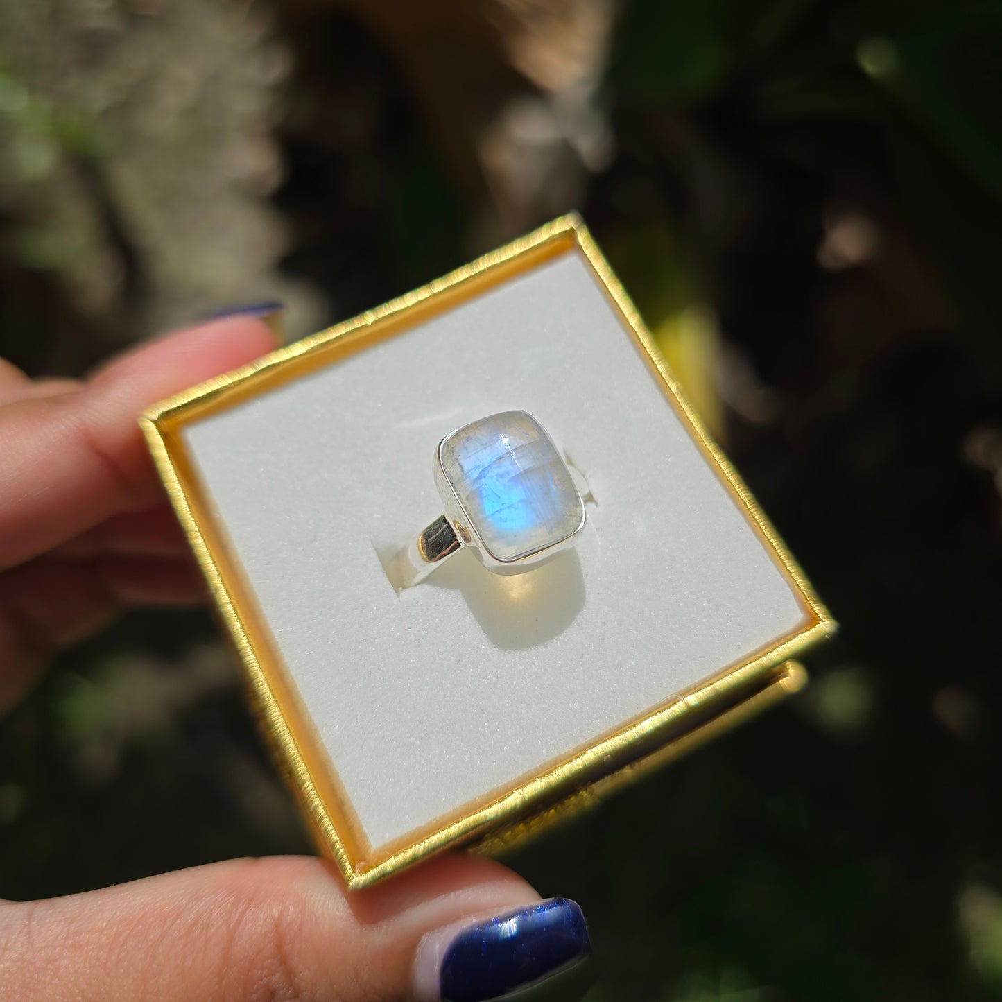 Rainbow Moonstone Ring - Size 7