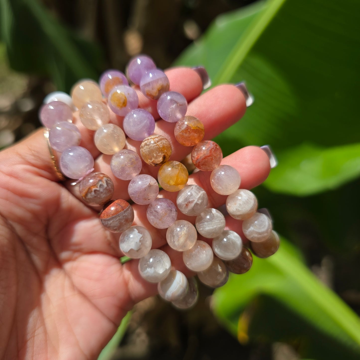 Amethyst with Crazy Lace Agate Gemstone Bracelet