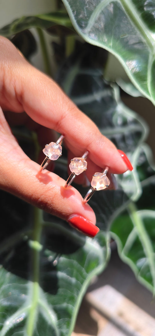 Dainty Raw Rose Quartz Ring