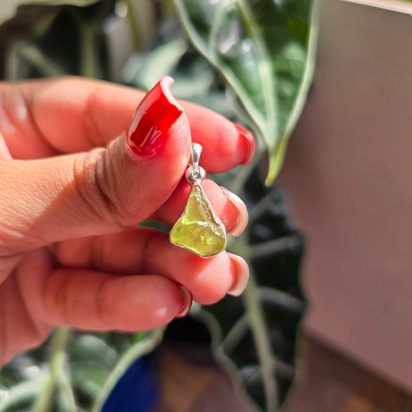 Raw Peridot Pendant