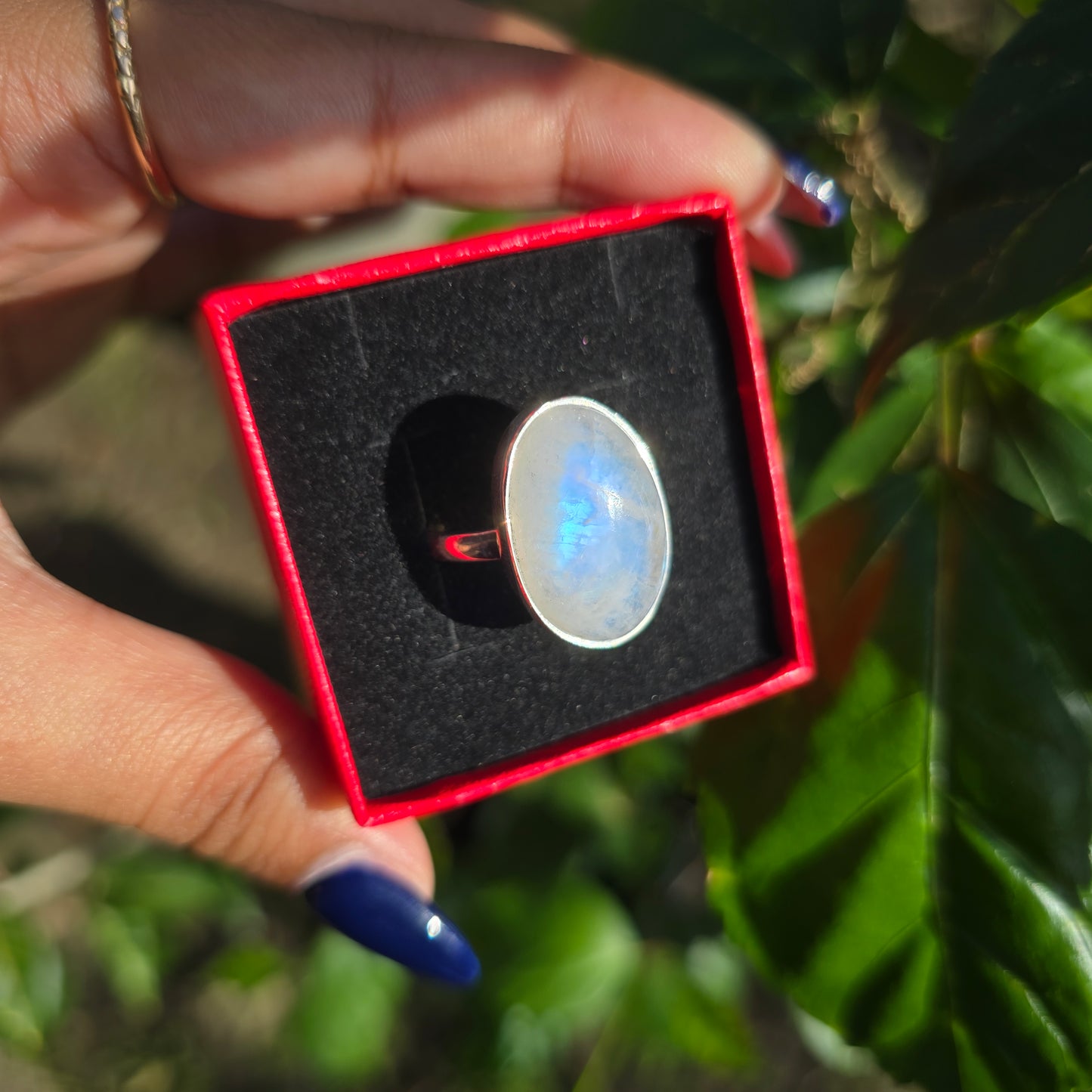 Rainbow Moonstone Ring - Size 10