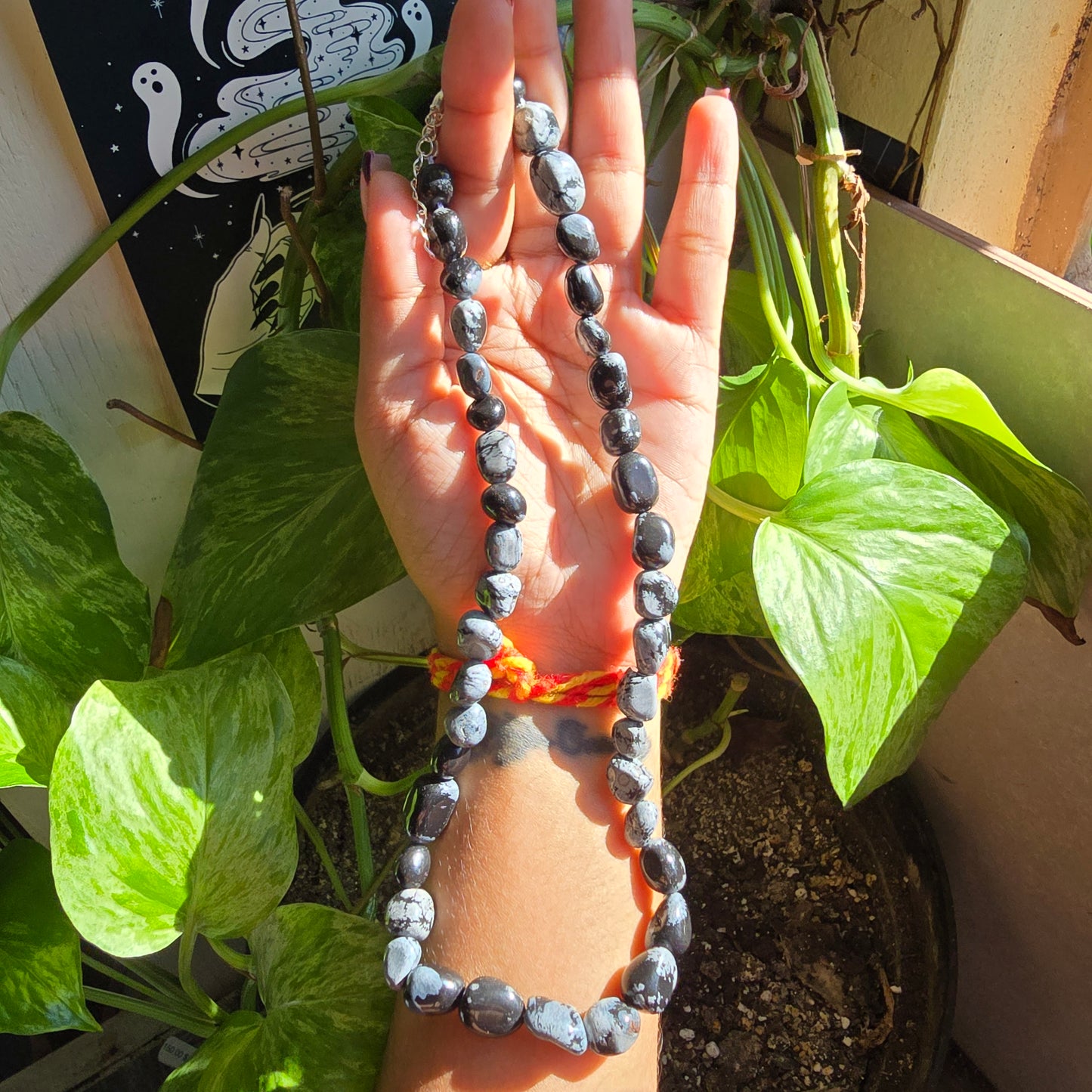 Snowflake Obsidian Nugget Choker