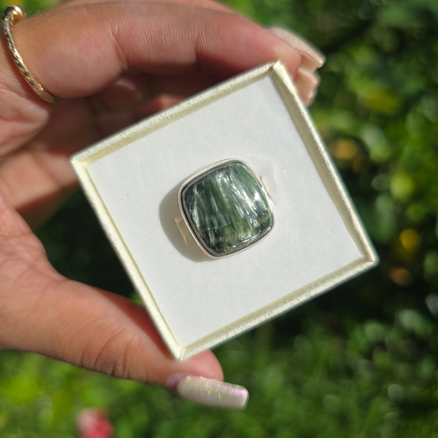 Seraphinite Gemstone Ring - Size 10