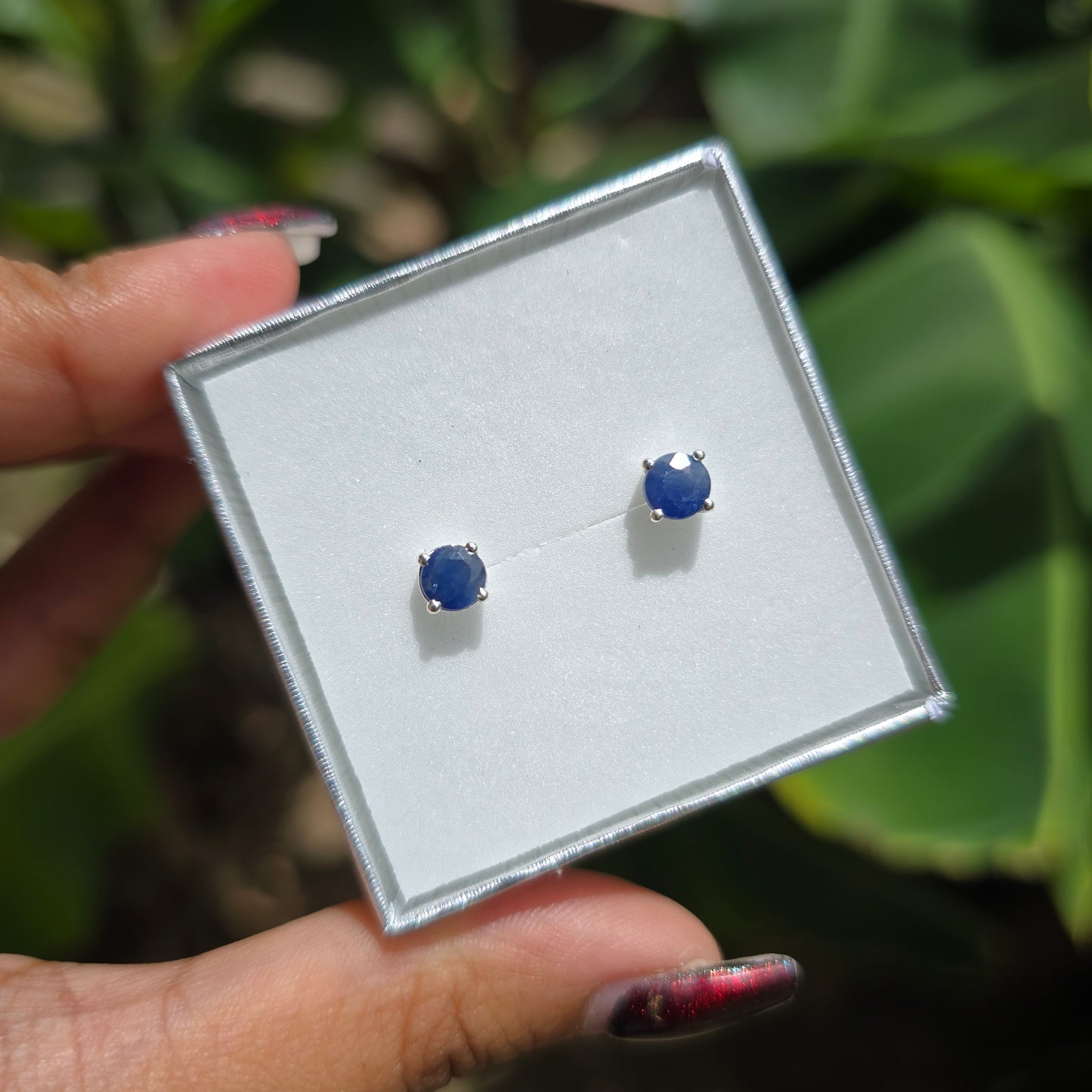 Dainty Blue Sapphire Stud Earrings - 5mm