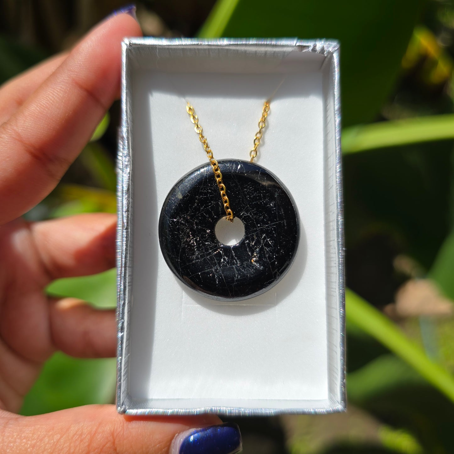 Black Tourmaline Donut Necklace
