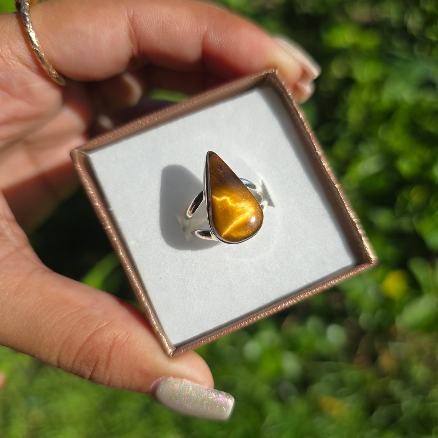 Tiger's Eye Gemstone Ring - Size 6