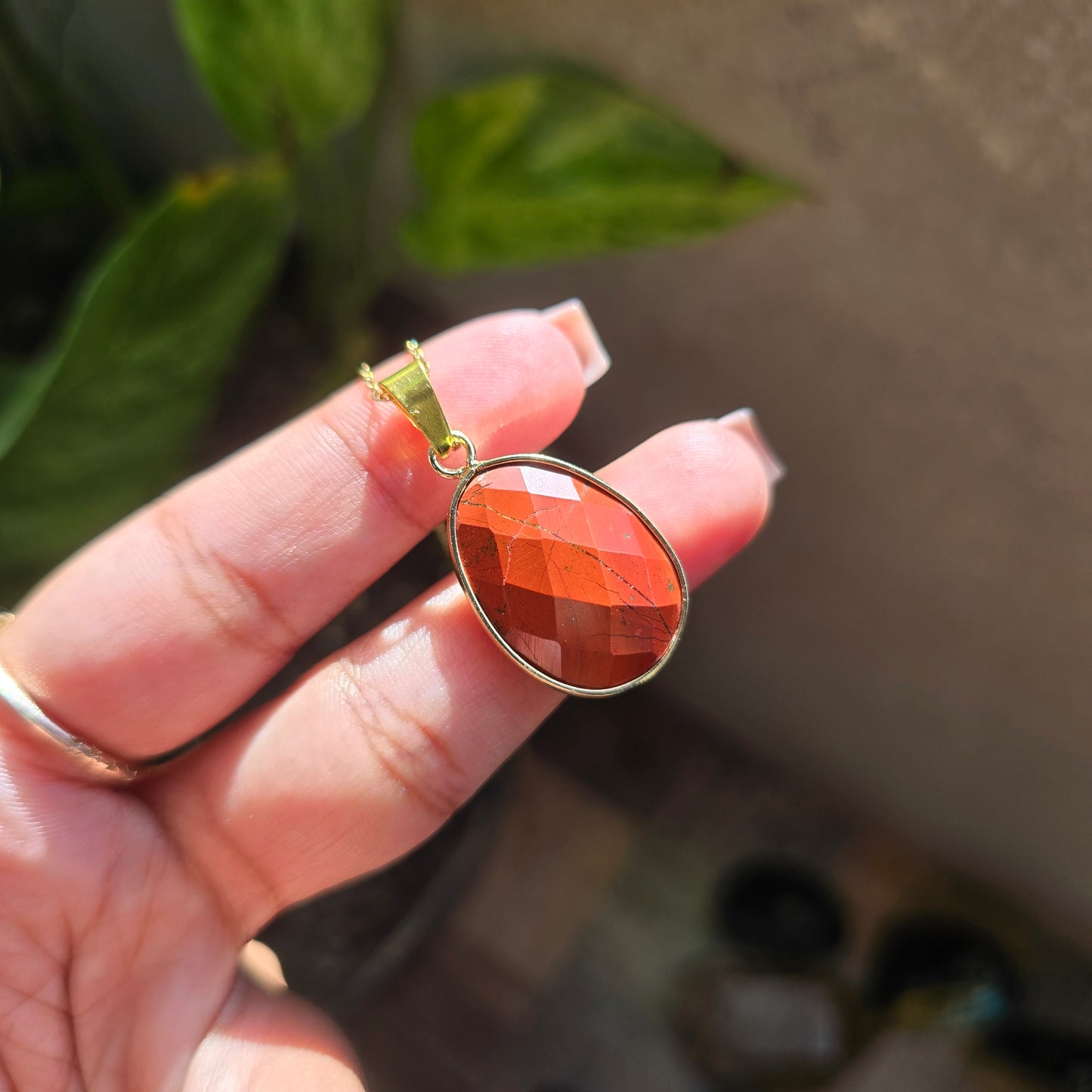 Oval Red Jasper Pendant
