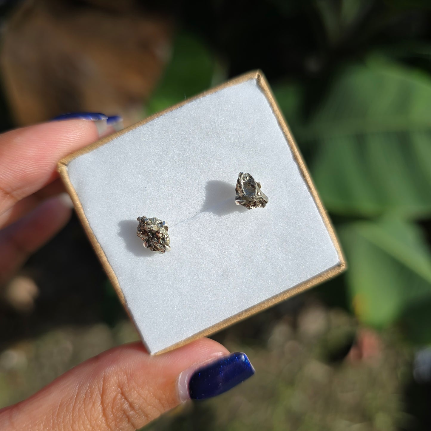 Raw Pyrite Stud Earrings