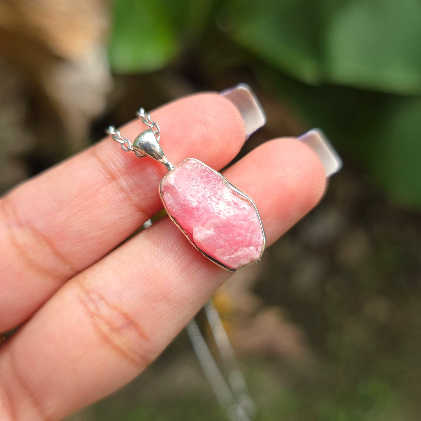 Raw Rhodochrosite Pendant