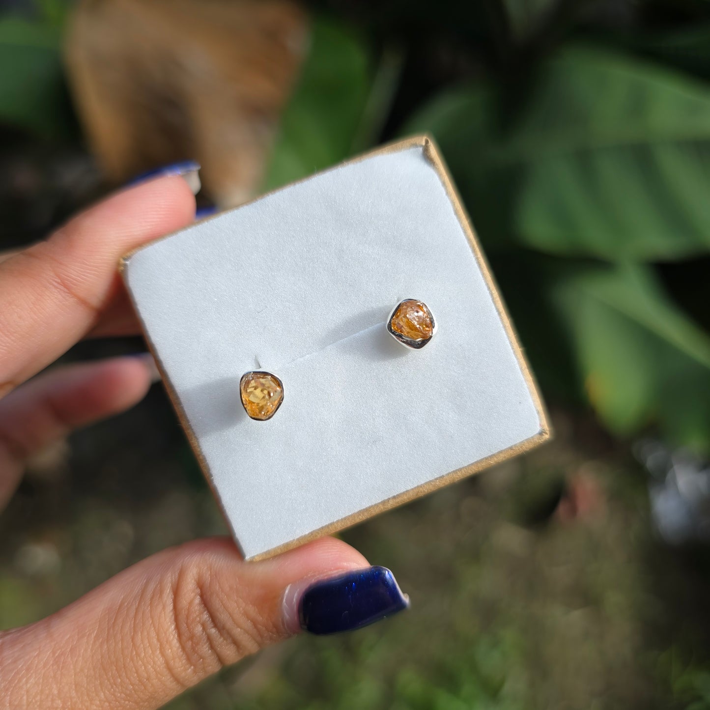Raw Citrine Stud Earrings