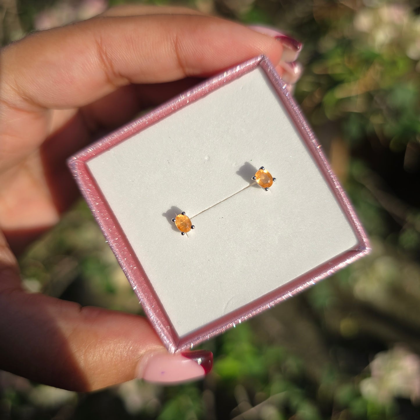 Spessartite Garnet Stud Earring