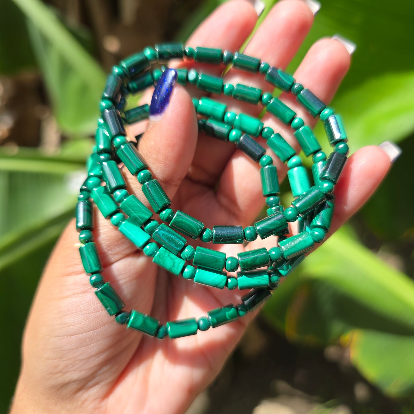 Malachite Bamboo Gemstone Bracelet